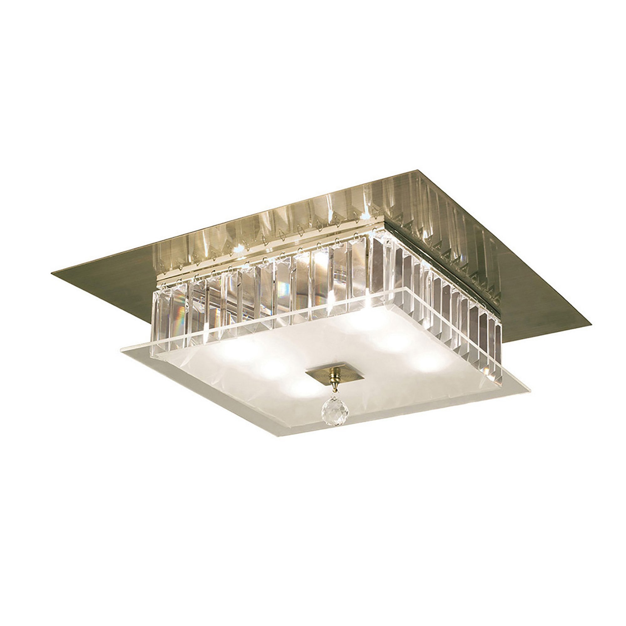 Diyas IL30248 Tosca Ceiling Square 6 Light Antique Brass/Glass/Crystal