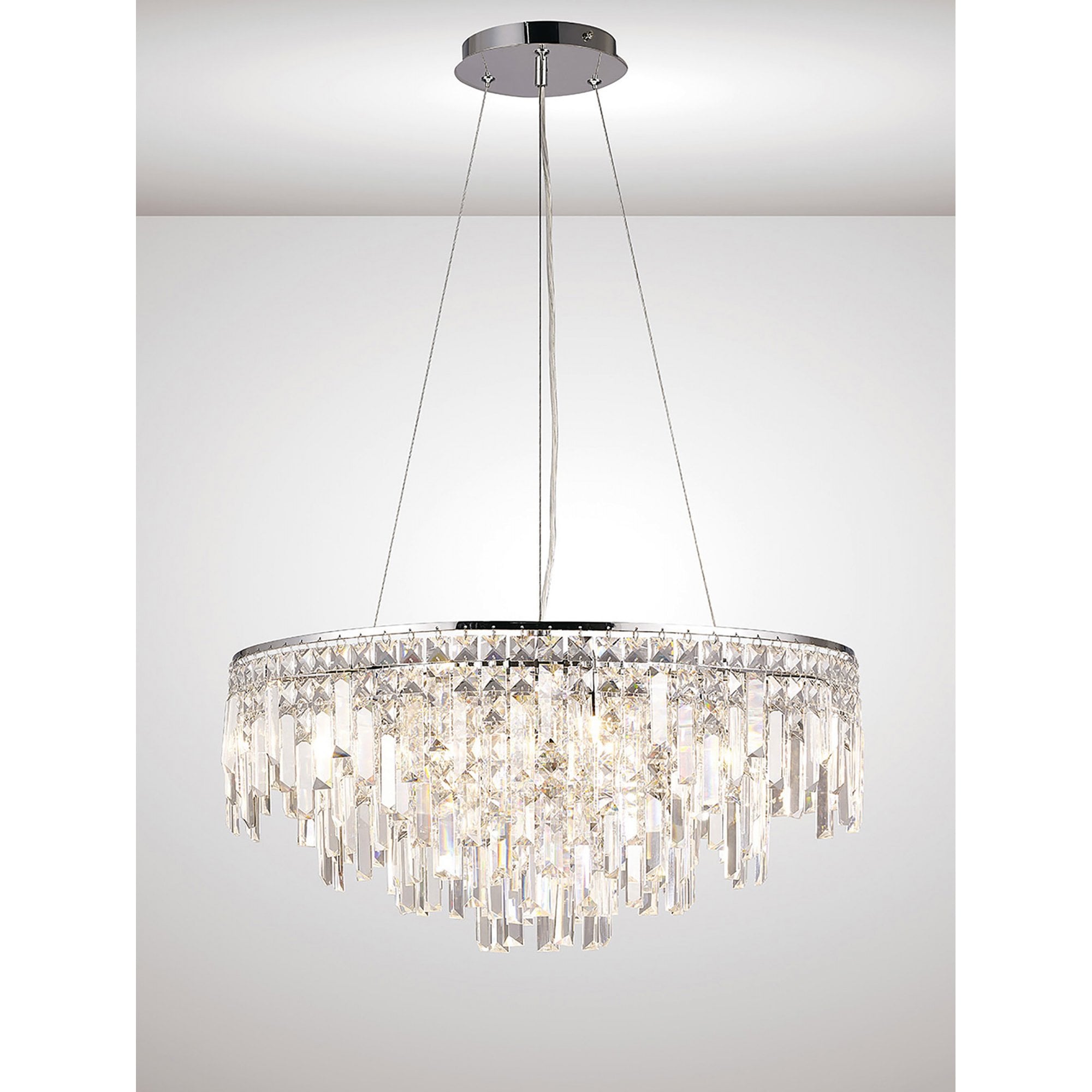 Diyas IL30256 Maddison Pendant Round 8 Light G9 Polished Chrome/Crystal