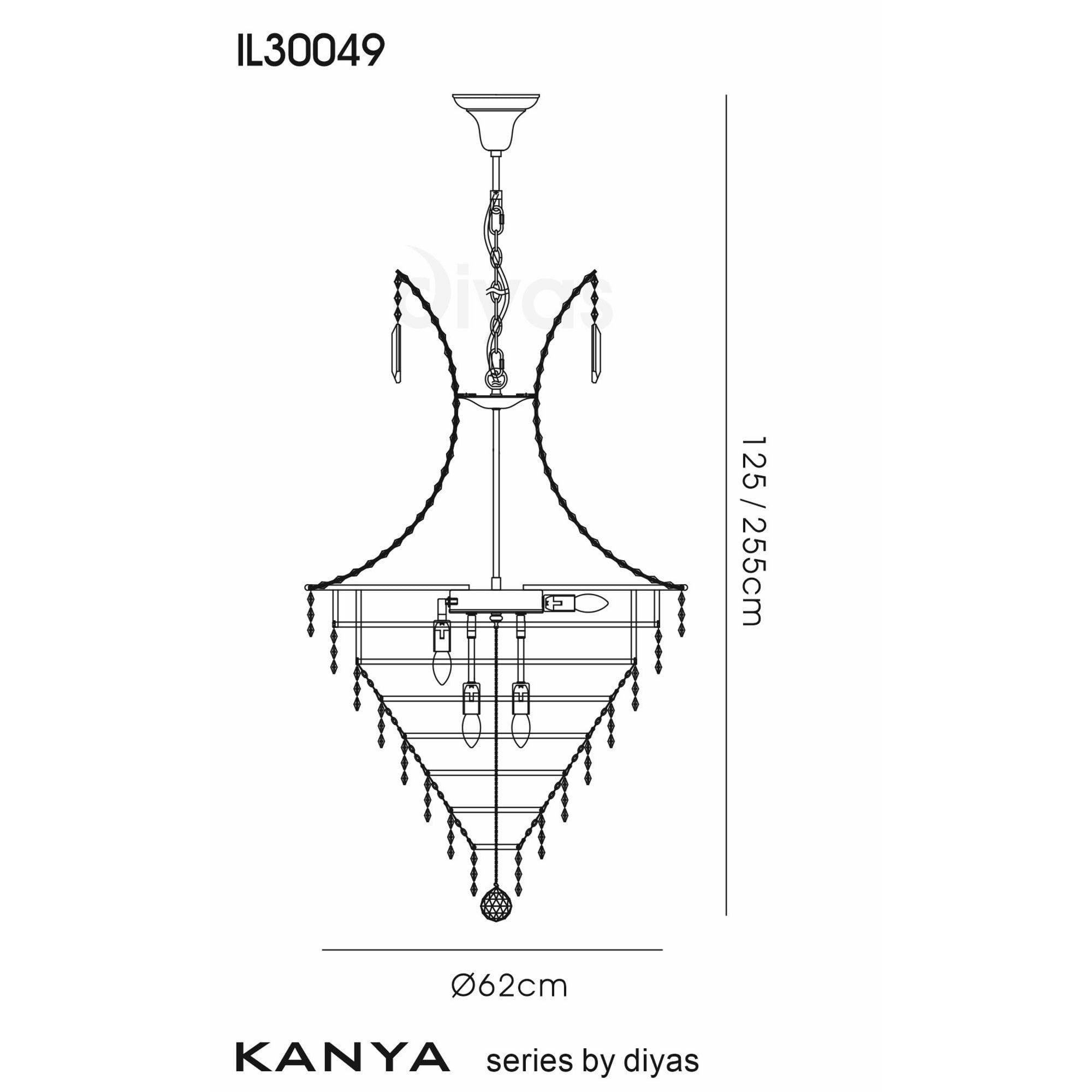 Diyas IL30049 Kanya Pendant 10 Light Polished Chrome/Crystal