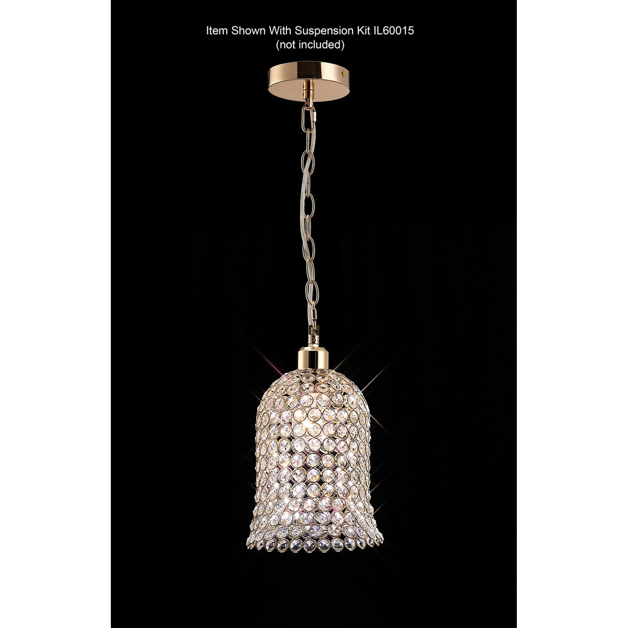 Diyas IL30760 Kudo Bell Shade - French Gold/Crystal - 19cm - Shade Only