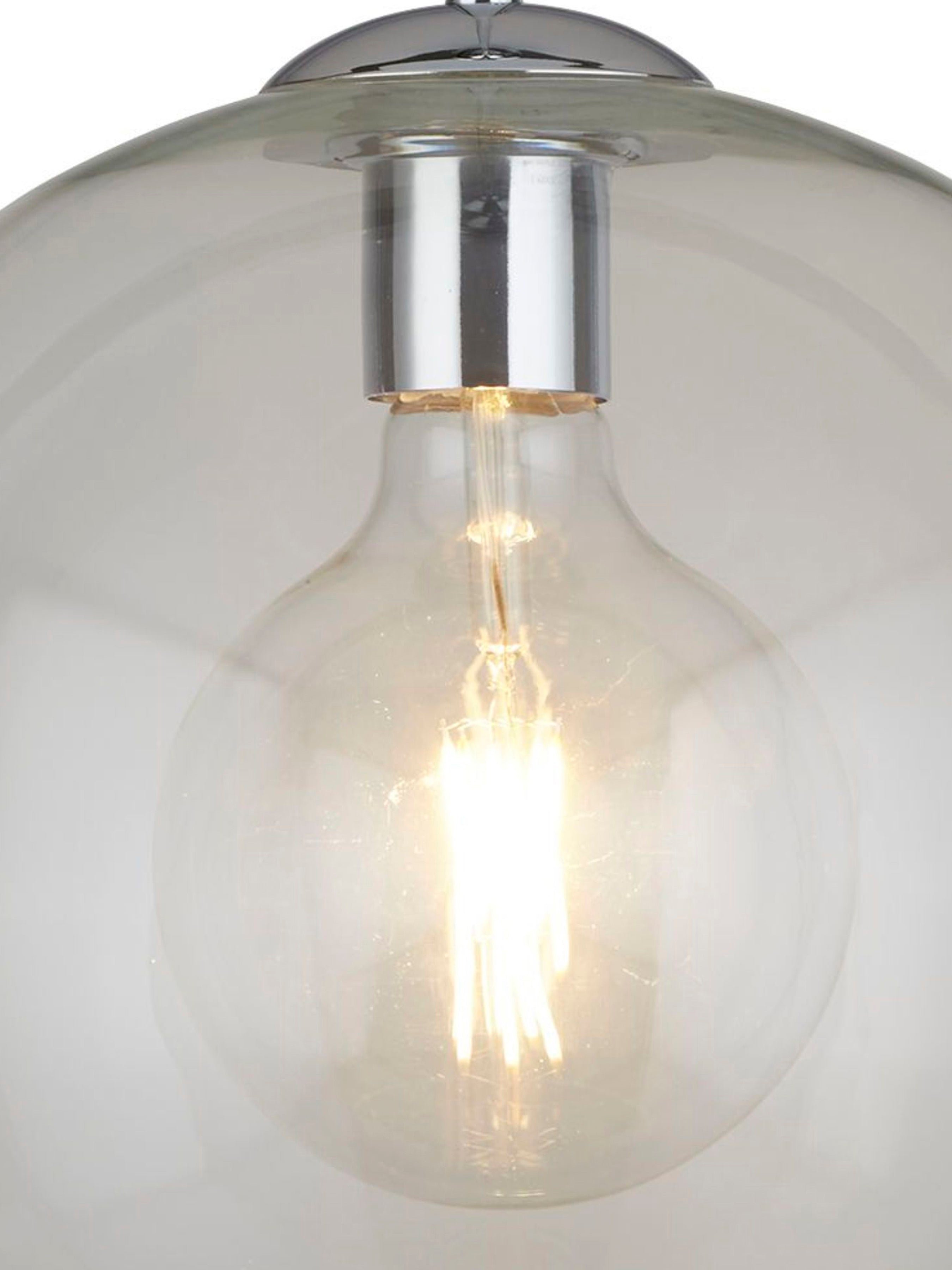 Searchlight Baines Single Round Pendant (30cm Diameter), Clear Glass, Chrome