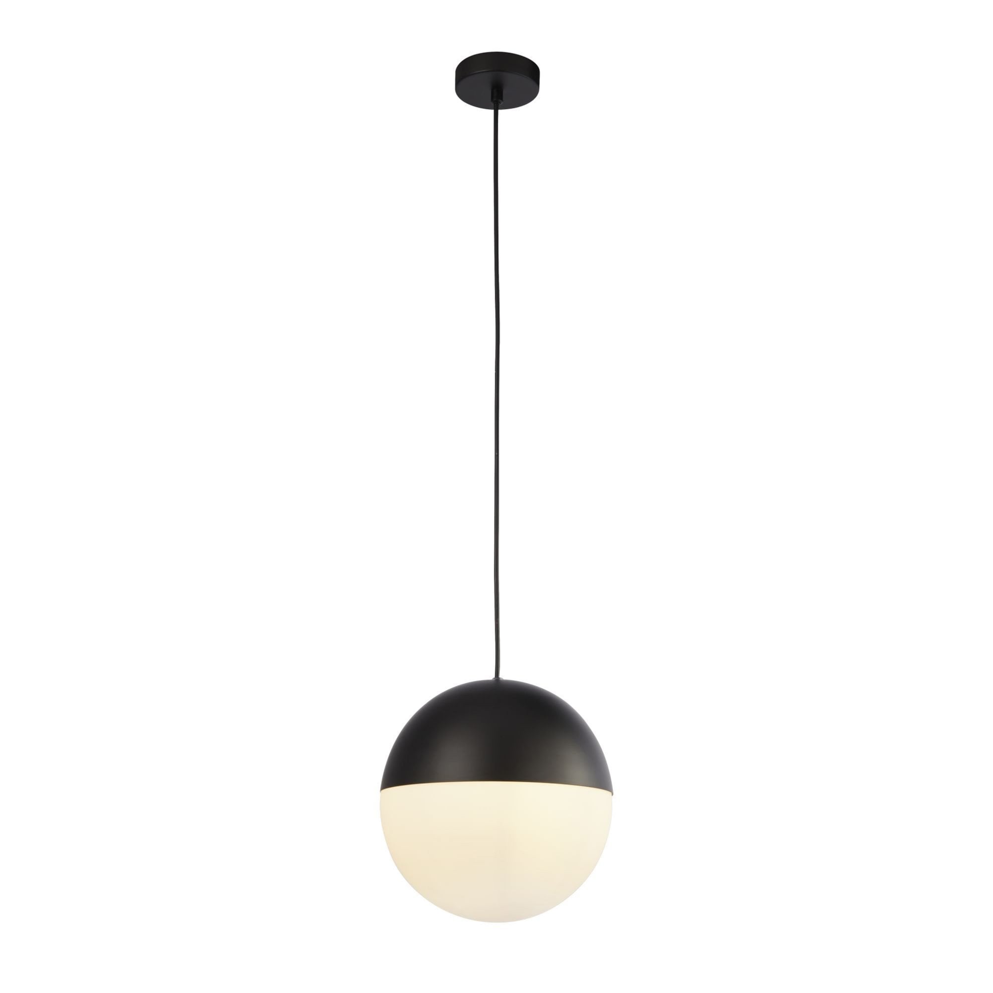 Searchlight Edmond Ceiling Pendant - Matt Black & Opal Glass