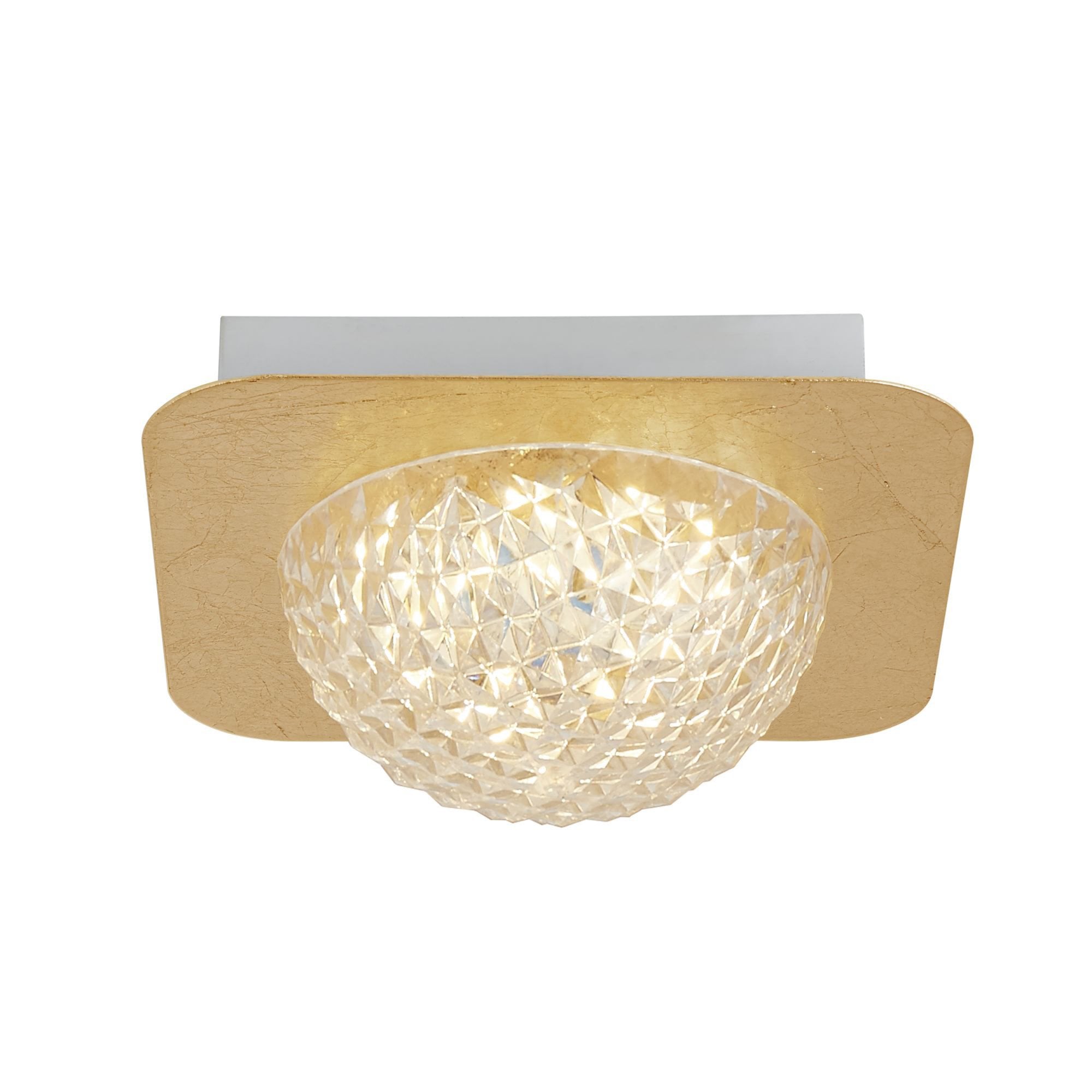 Searchlight Cambria LED Flush - Gold Leaf & Clear Acrylic