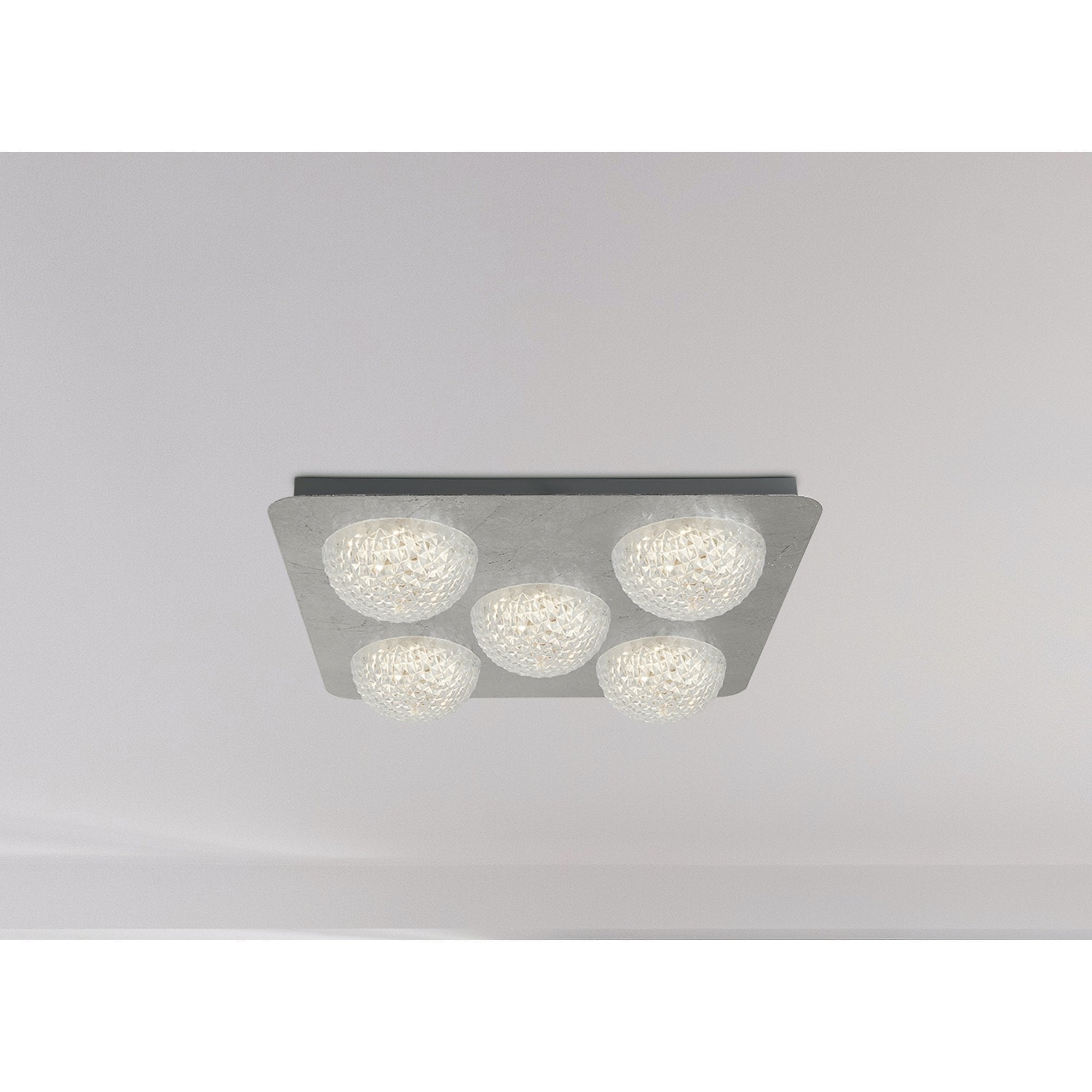 Searchlight Cambria 5 Light LED Flush - Silver Leaf & Clear Acrylic