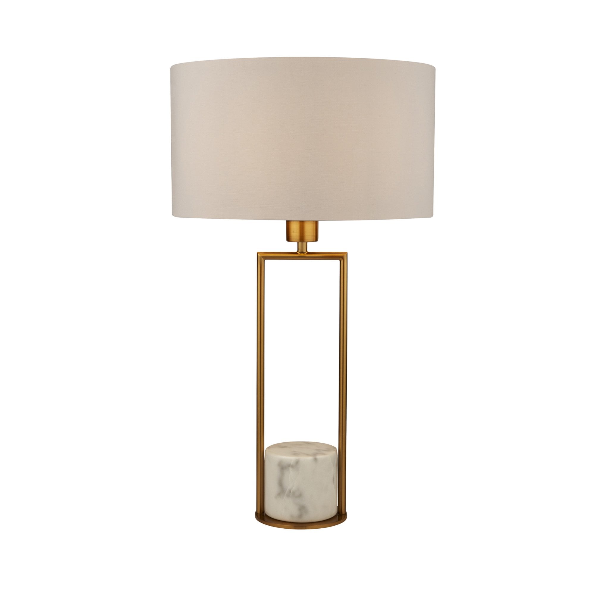 Searchlight Cardwell Table Lamp - Marble & Gold with White Drum Shade