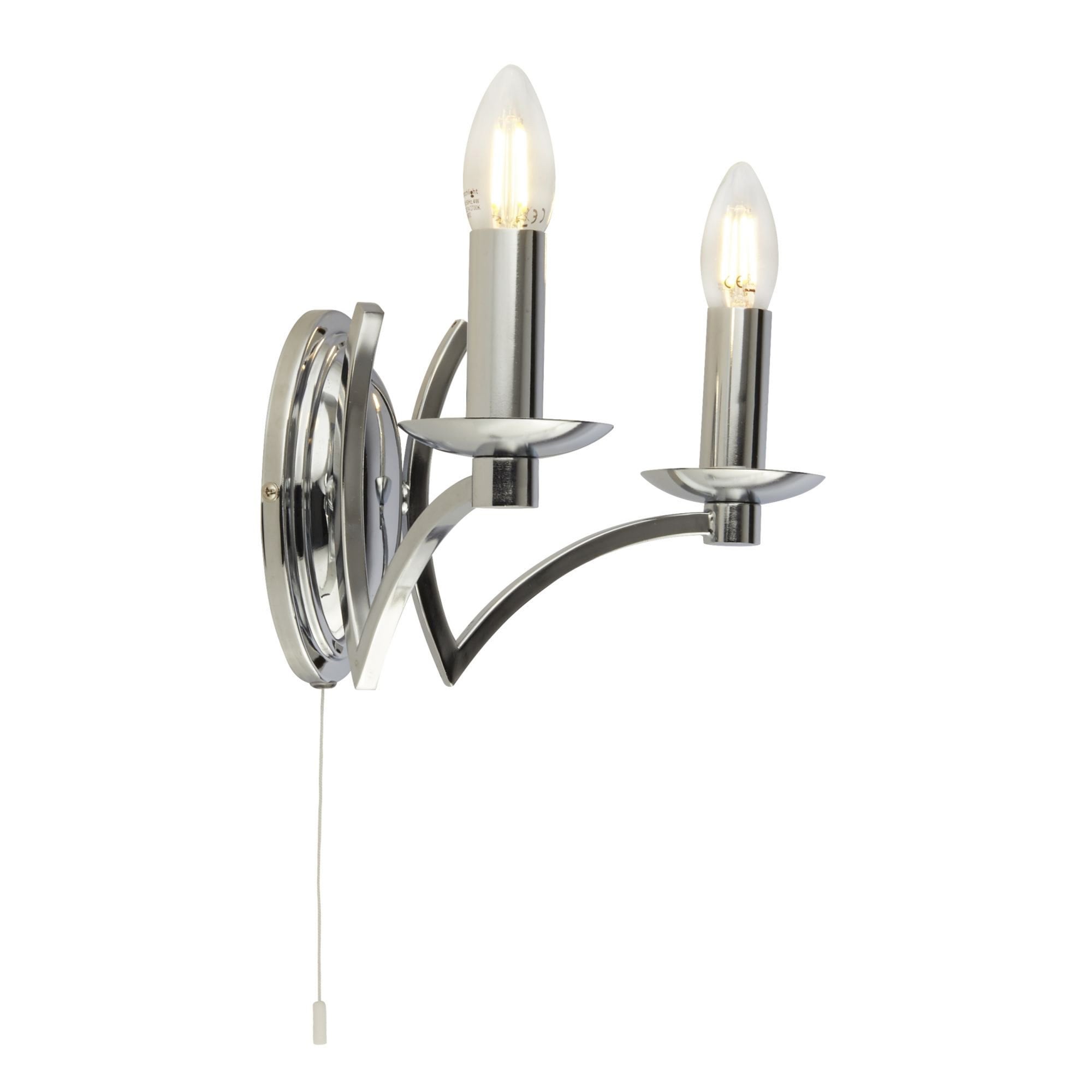 Searchlight Arley 2 Light Wall Light - Chrome