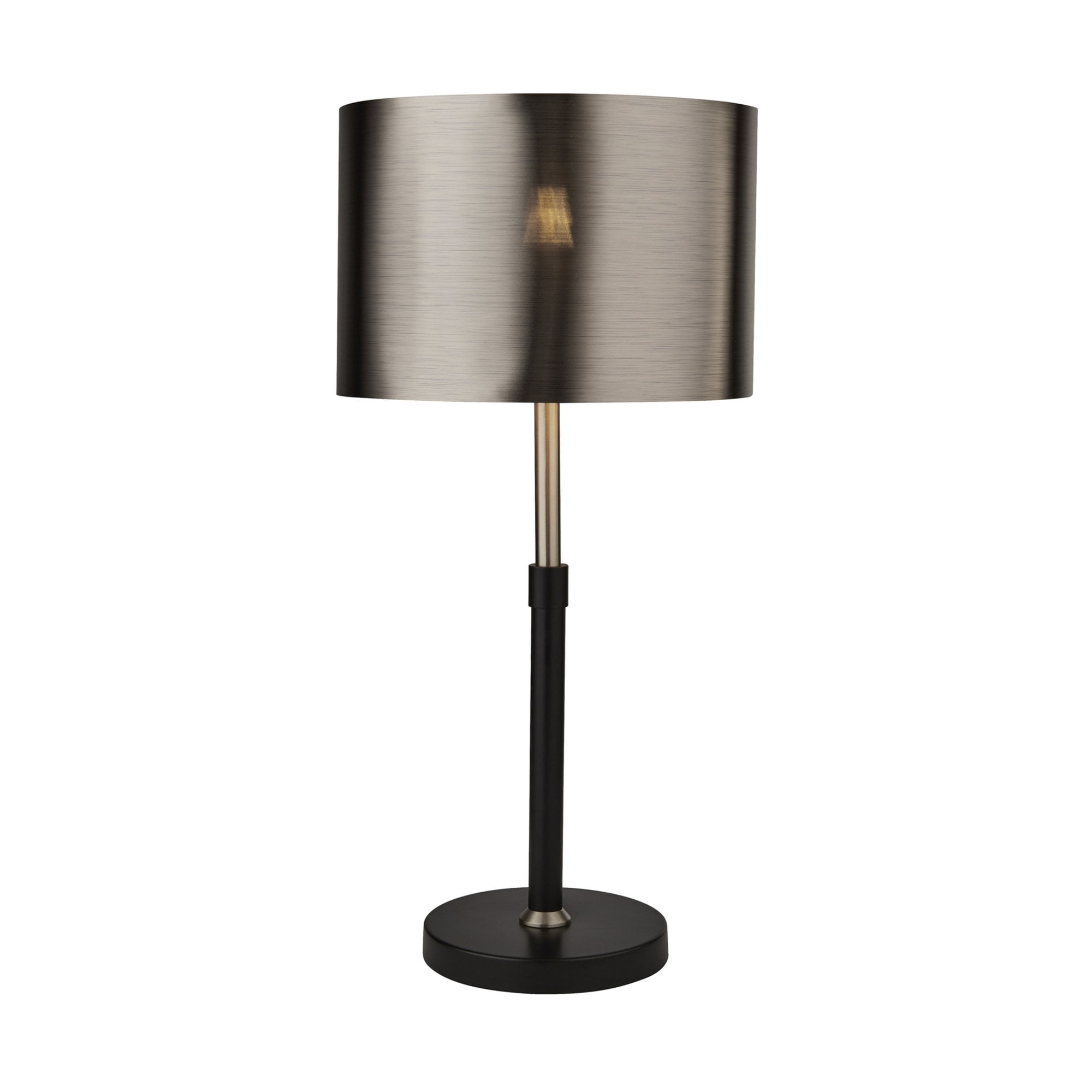 Searchlight Radcliffe Single Table Lamp - Black, Satin Silver & Chrome Shade