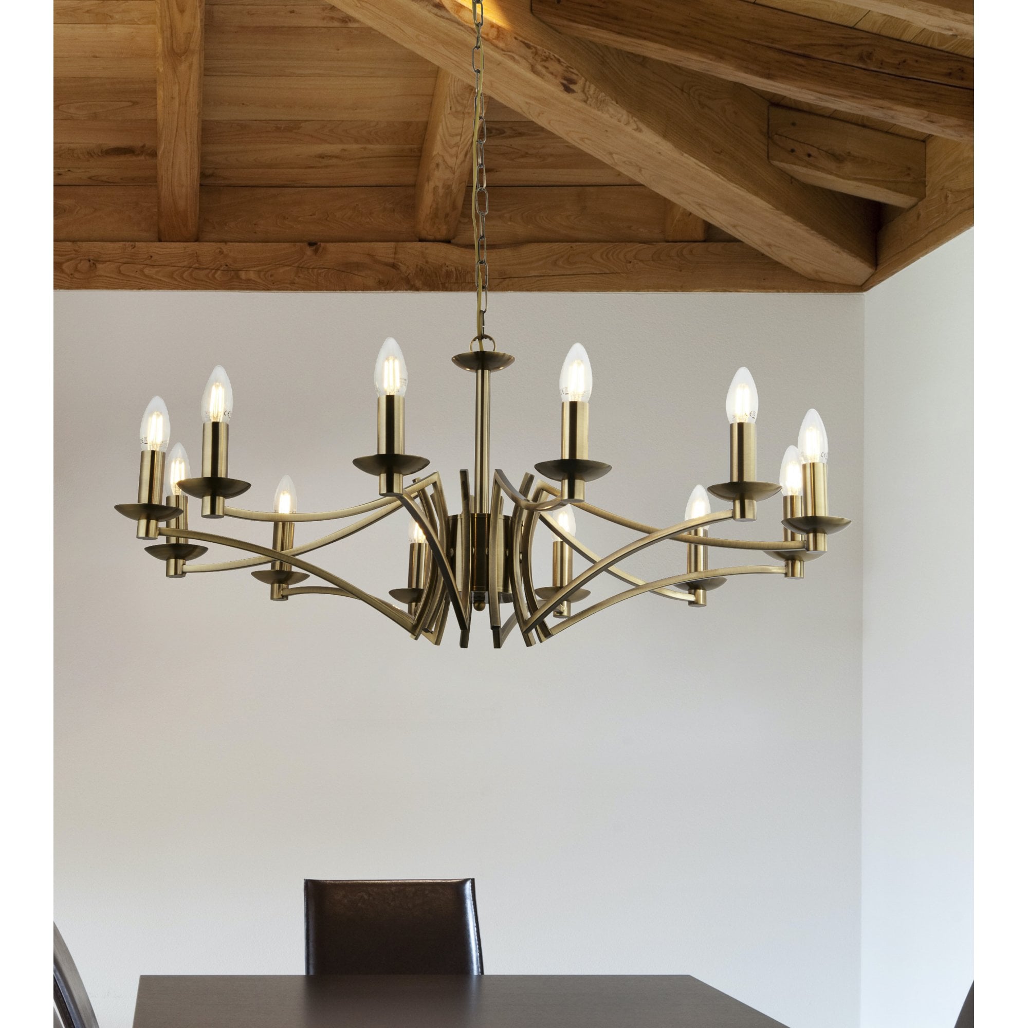 Searchlight Arley 12 Light Ceiling Pendant - Antique Brass