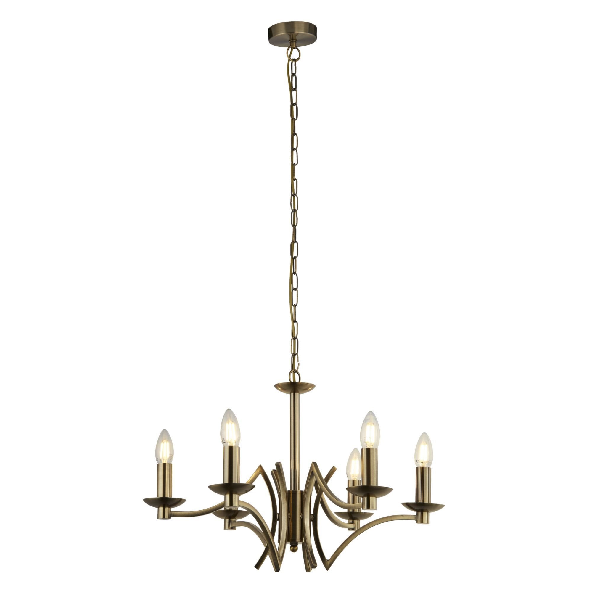 Searchlight Arley 6 Light Ceiling Pendant - Antique Brass
