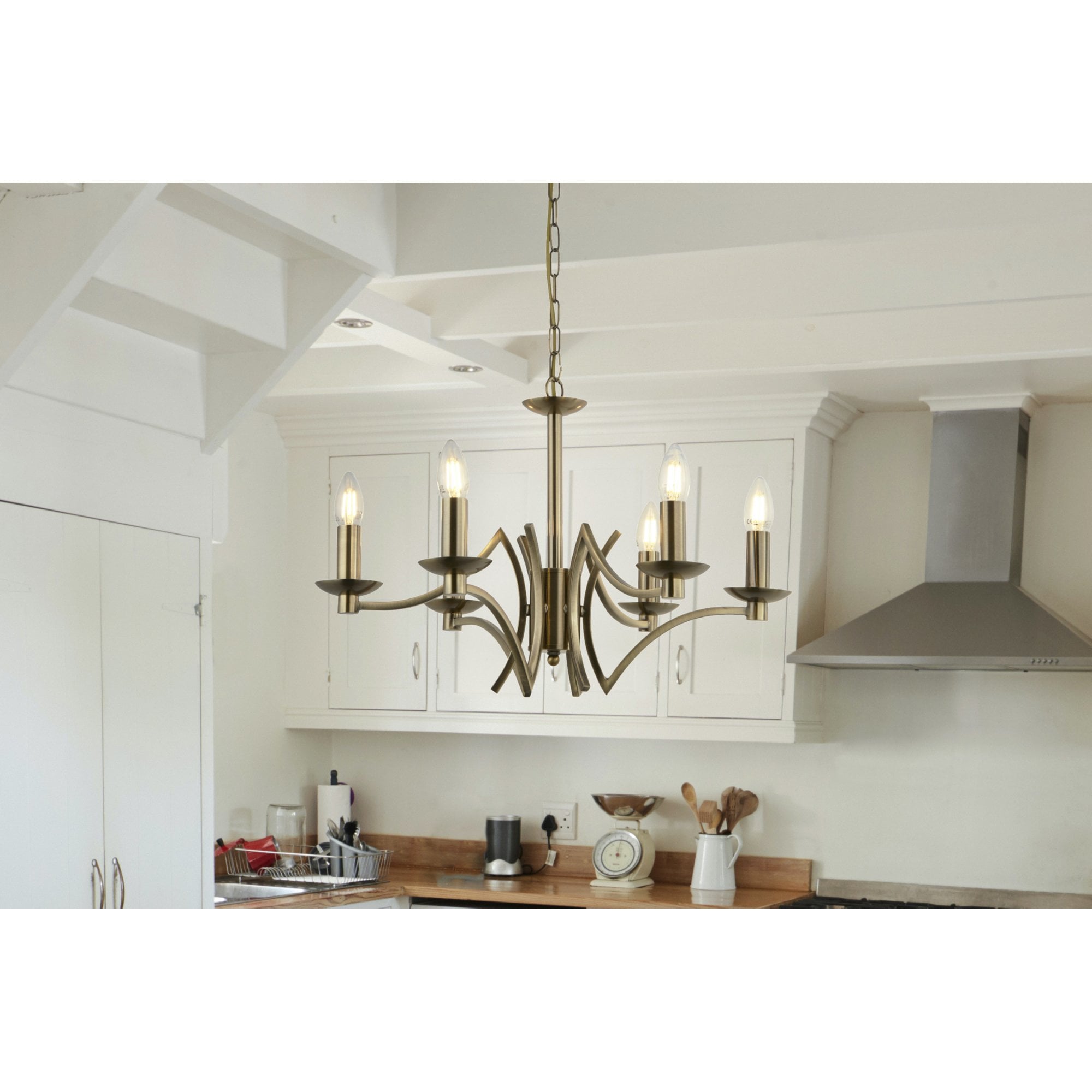 Searchlight Arley 6 Light Ceiling Pendant - Antique Brass