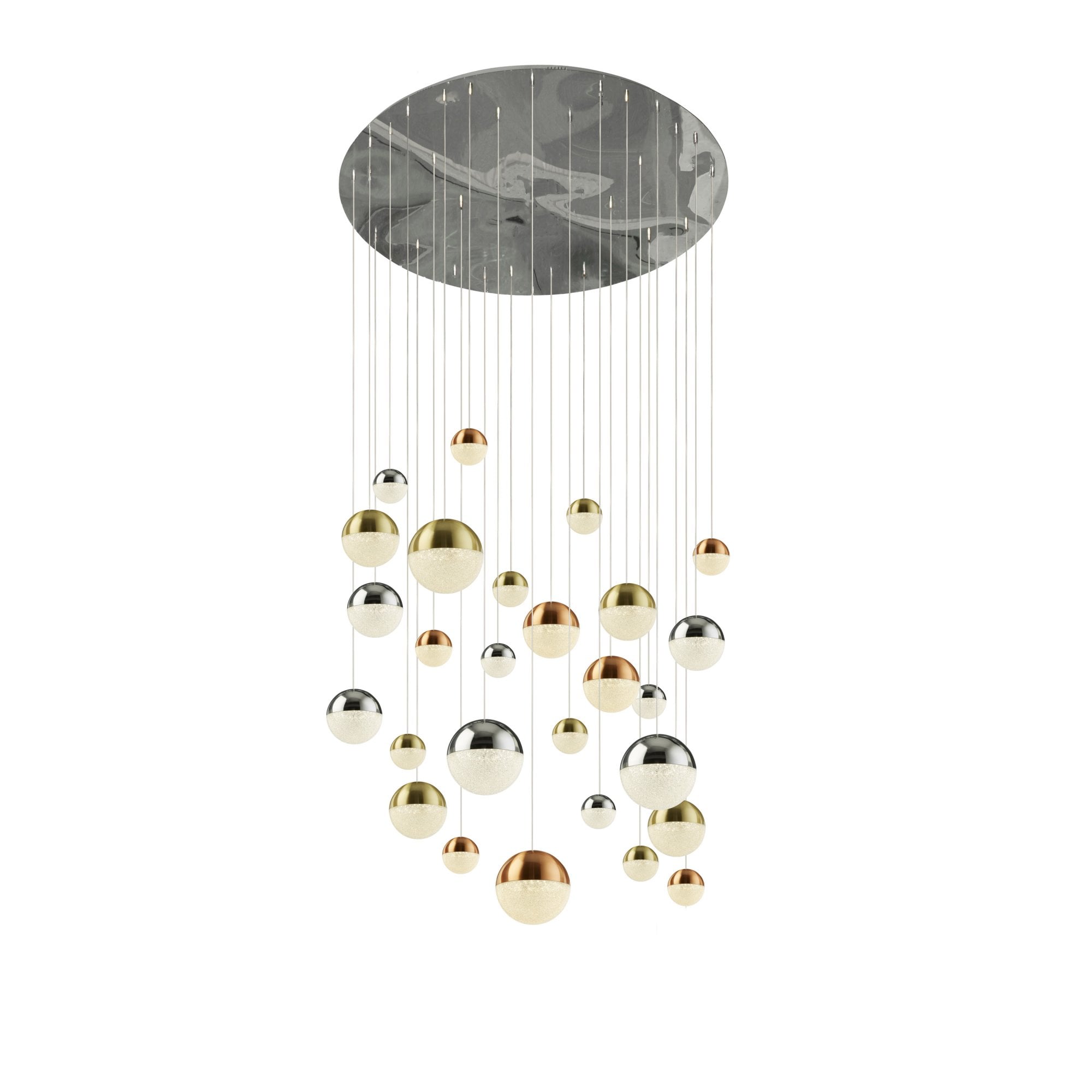 Searchlight Percy 27 Light Multi-Drop Pendant - Copper, Chrome & Satin Brass