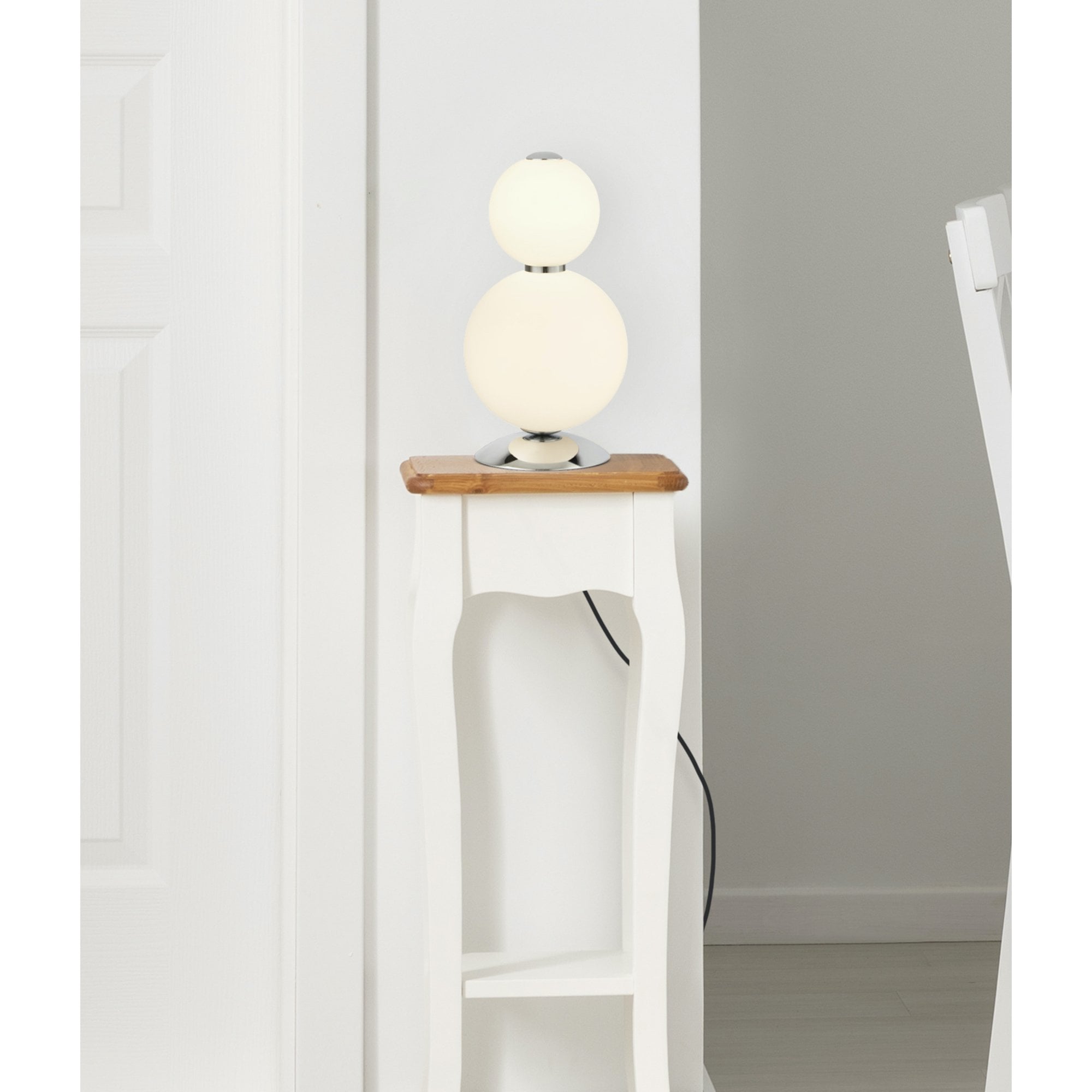 Searchlight Slater Table Lamp - Chrome & Opal Glass