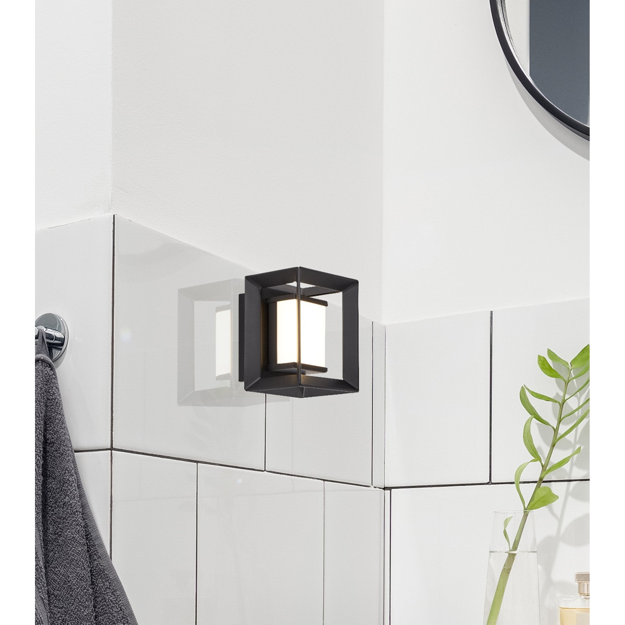 Searchlight Campbell LED Bathroom Wall Light - Matt Black - IP44