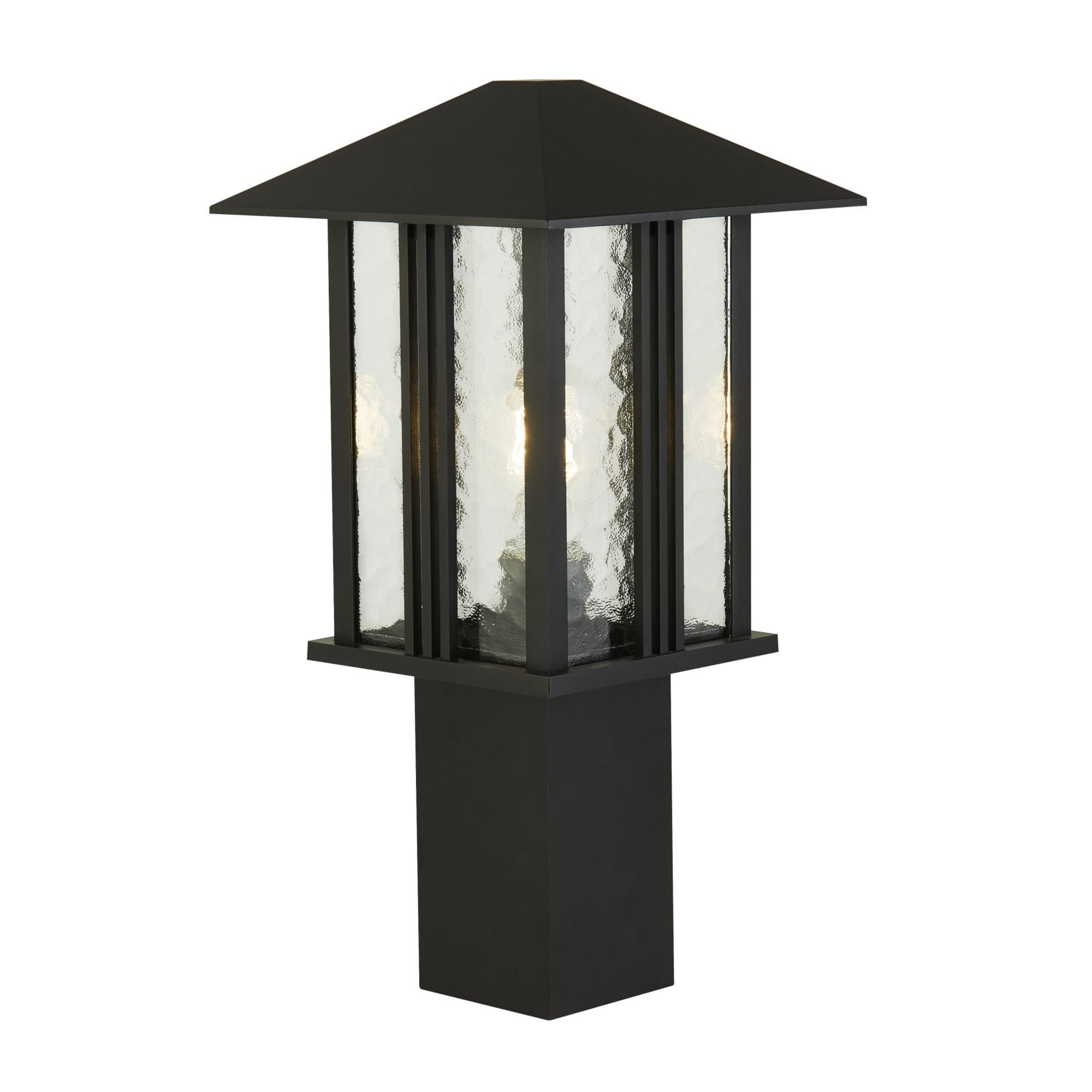 Searchlight Vickers 450mm Outdoor Post - Matt Black & Water Glass - IP44