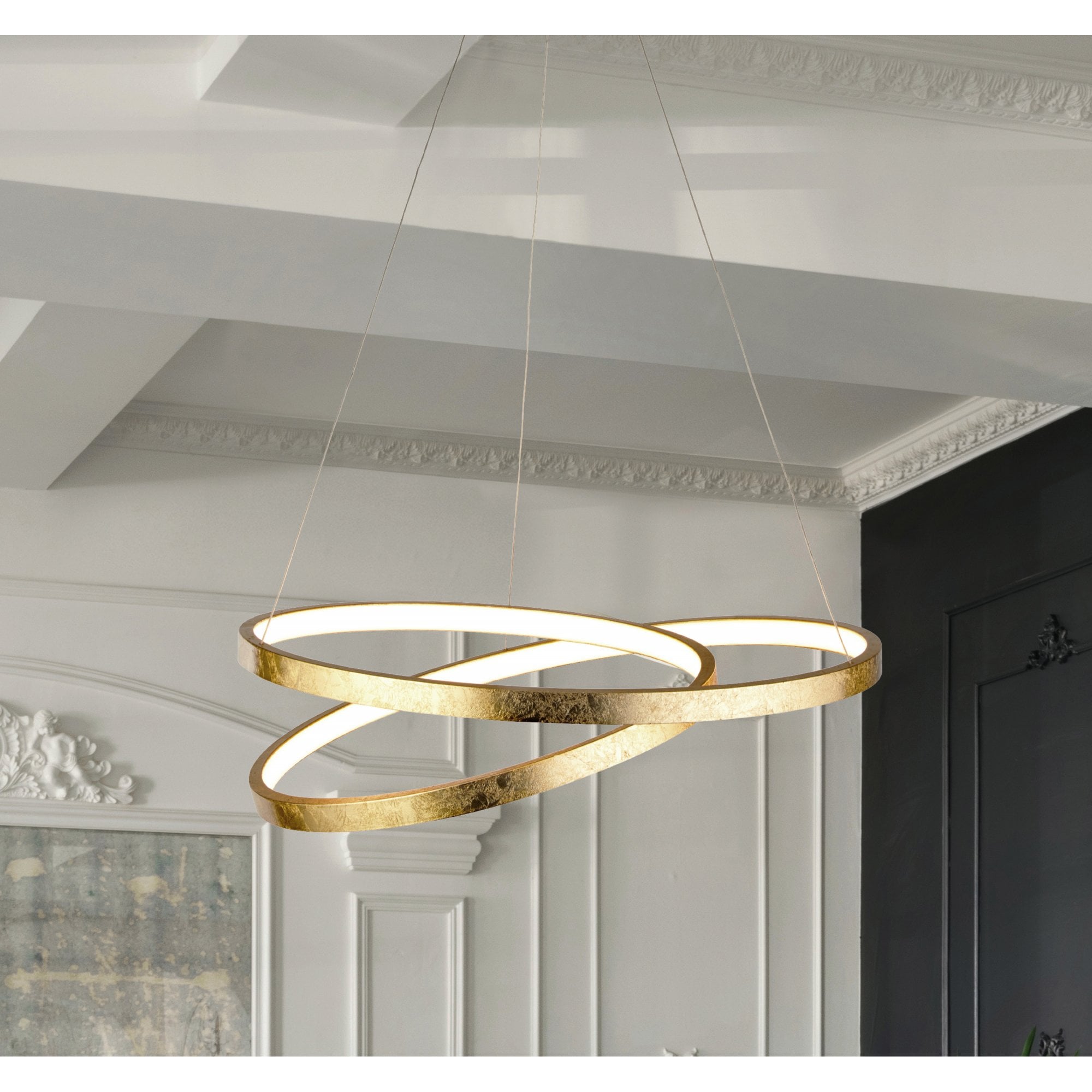 Searchlight Fell LED Ceiling Pendant - Gold Leaf & Opal