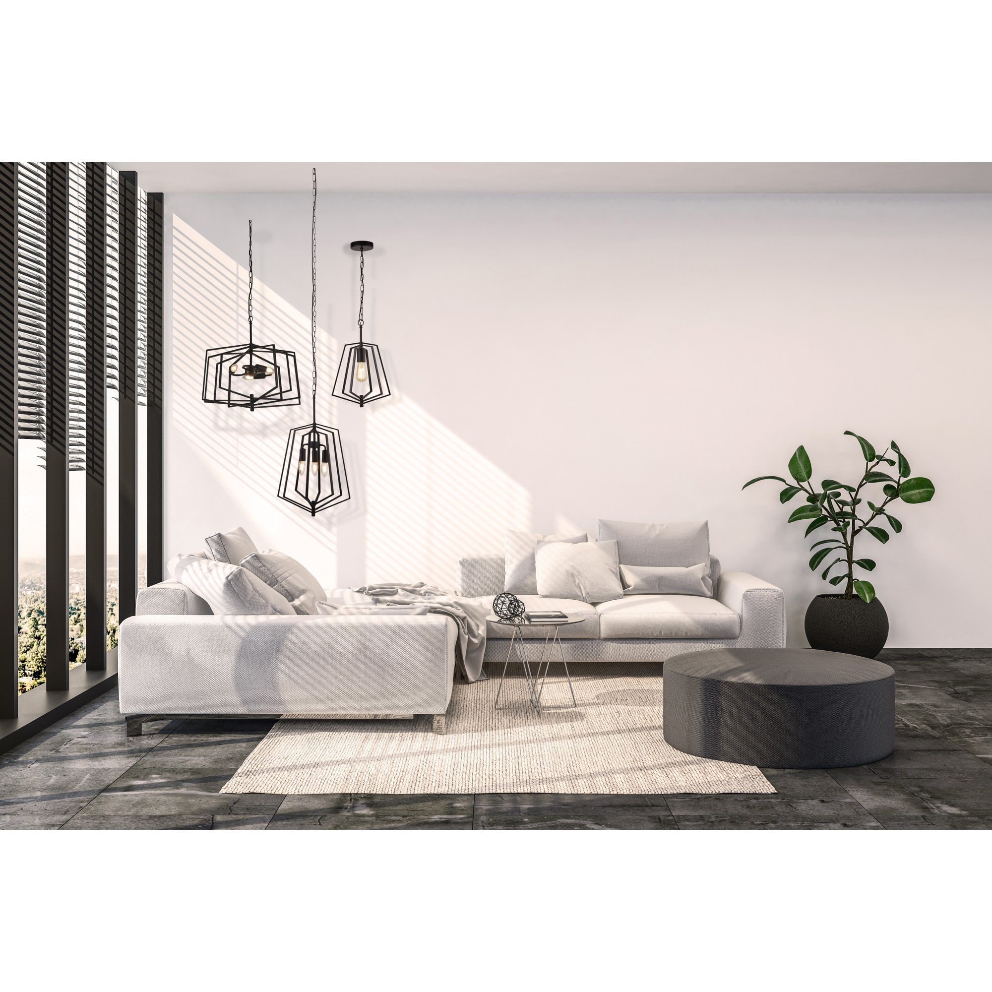 Searchlight Simpson Ceiling Pendant - Matt Black