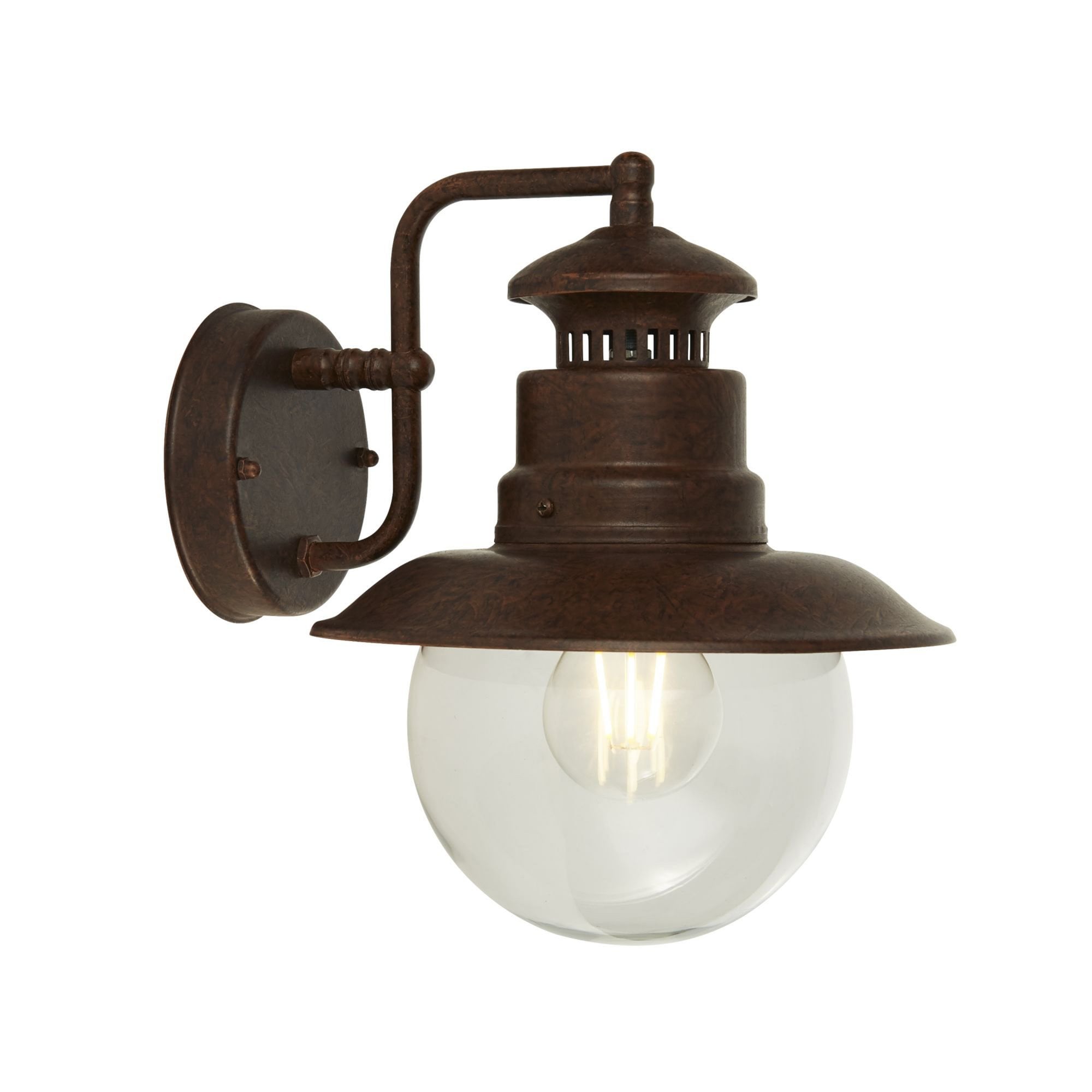 Searchlight Southview Outdoor Wall Light - Rustic Brown & Clear Glass