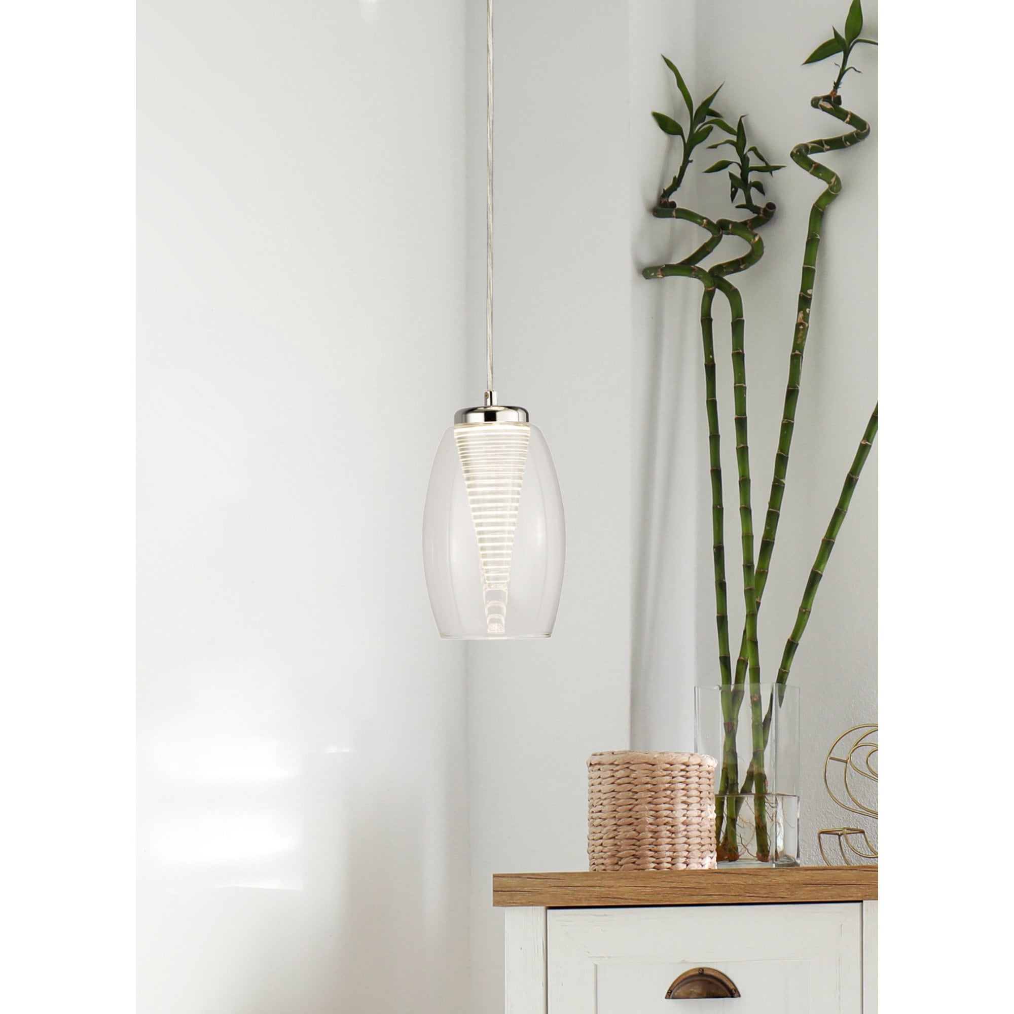 Searchlight Chapman Ceiling Pendant - Chrome & Clear Glass