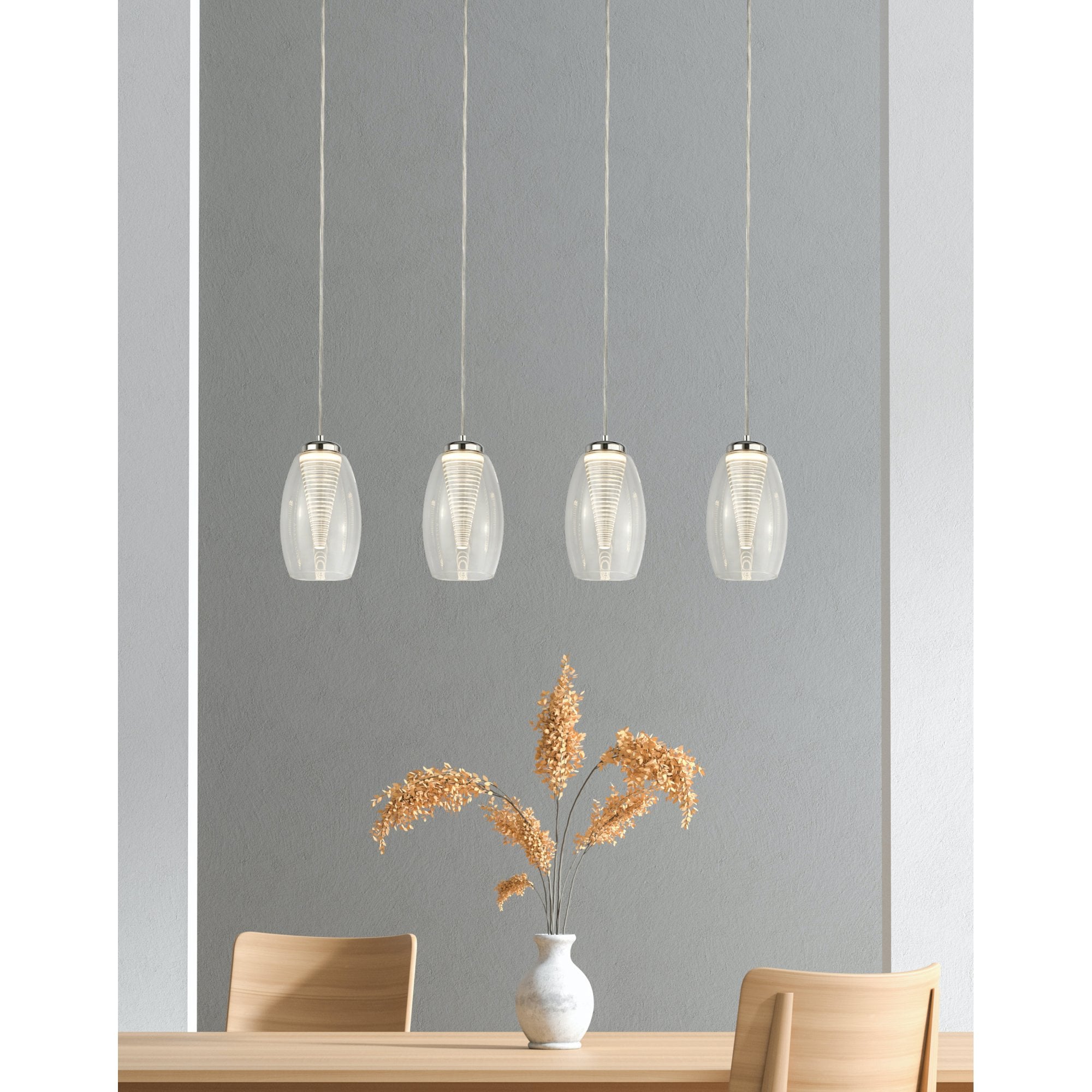 Searchlight Chapman 4 Light Bar Ceiling Pendant - Chrome & Clear Glass