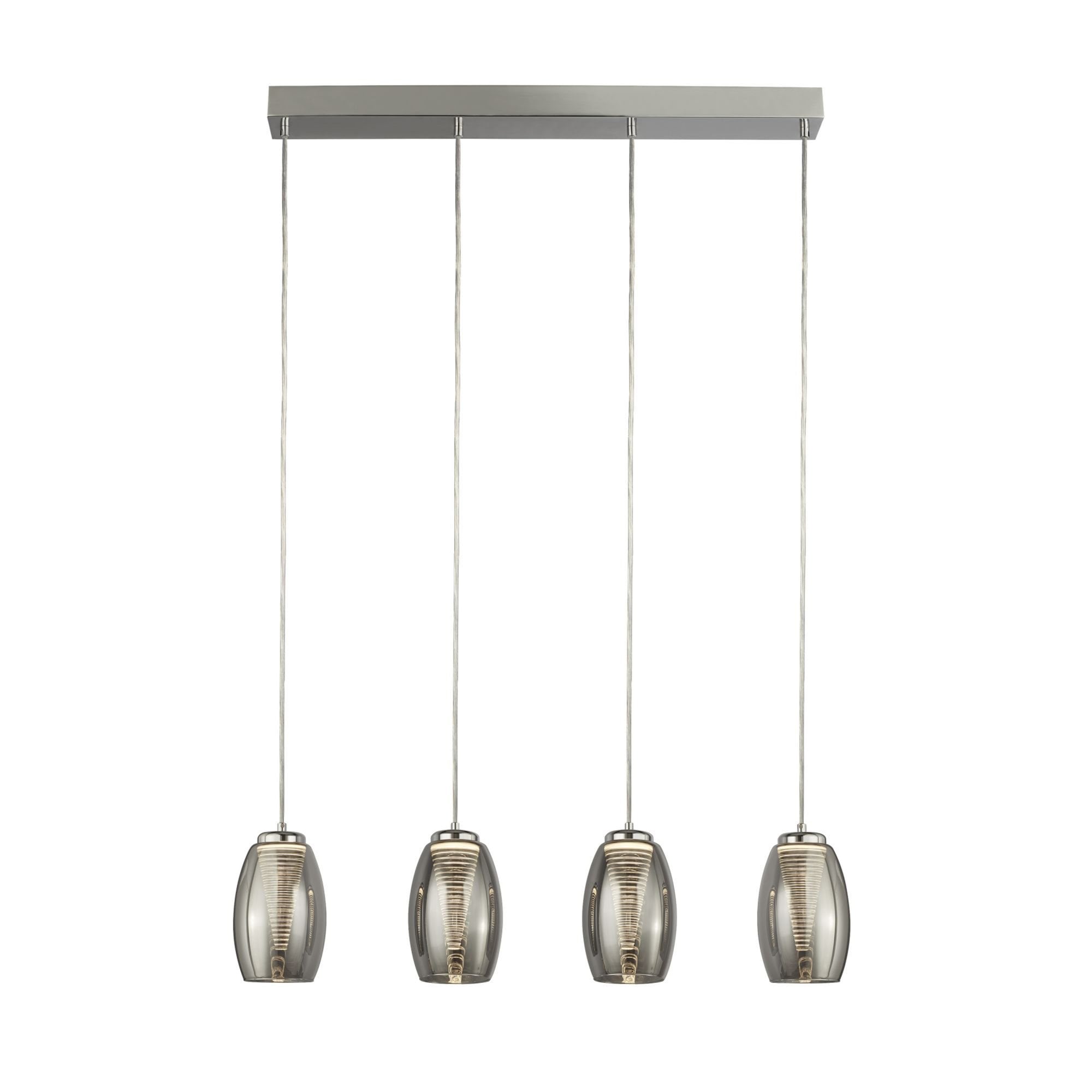 Searchlight Chapman 4 Light Bar Ceiling Pendant - Chrome & Smoked Glass