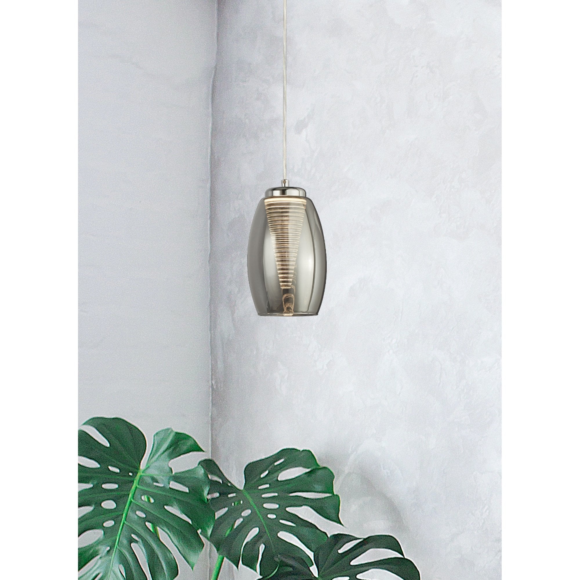 Searchlight Chapman Ceiling Pendant - Chrome & Smoked Glass
