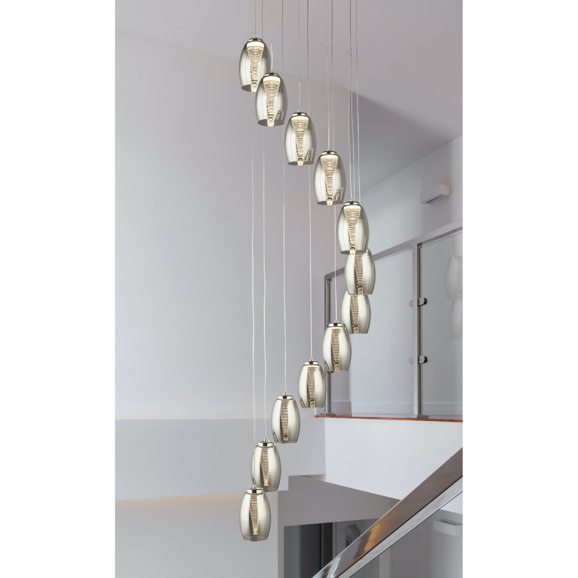 Searchlight Chapman 12 Light Ceiling Pendant - Chrome & Smoked Glass