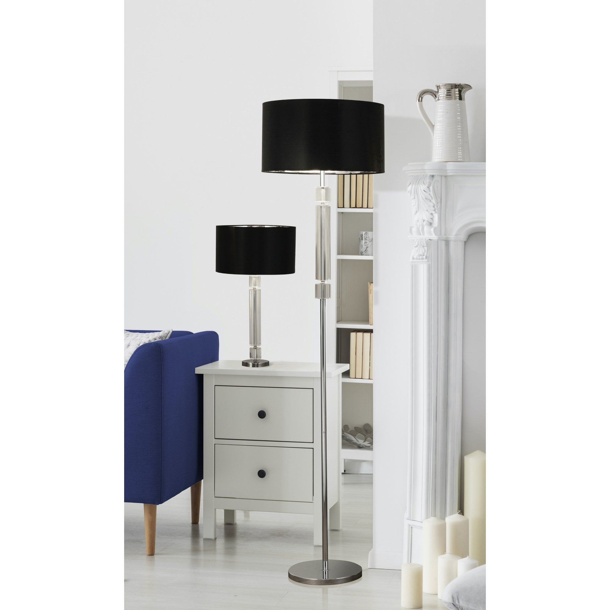 Searchlight Kemble Table Lamp - Chrome & Black