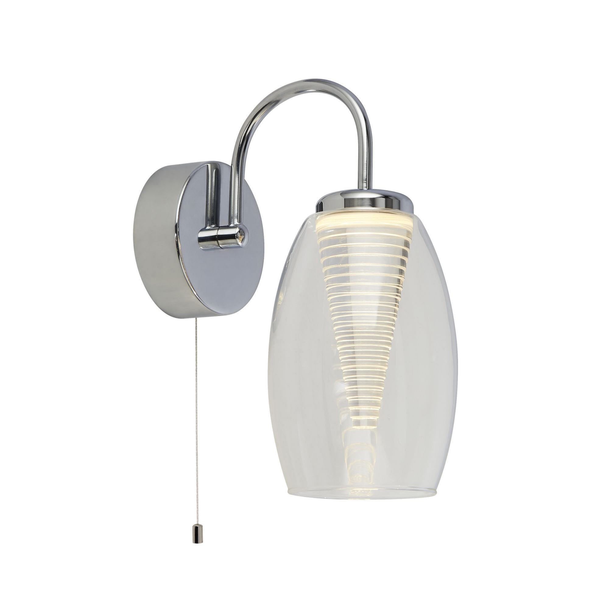 Searchlight Chapman Wall Light - Chrome & Clear Glass