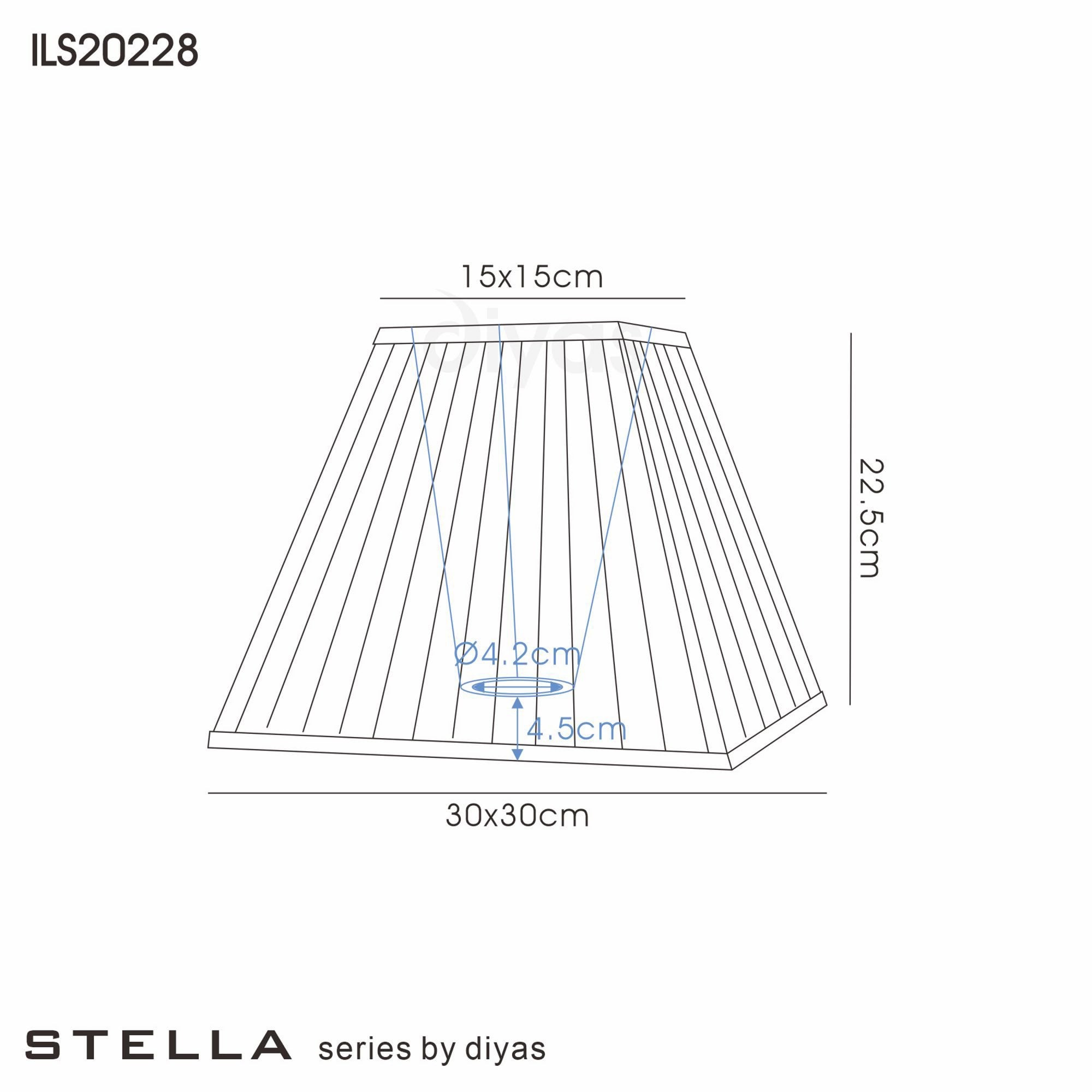 Diyas ILS20228 Leela Square Pleated Fabric Shade - Ivory 15/30cm - Shade Only