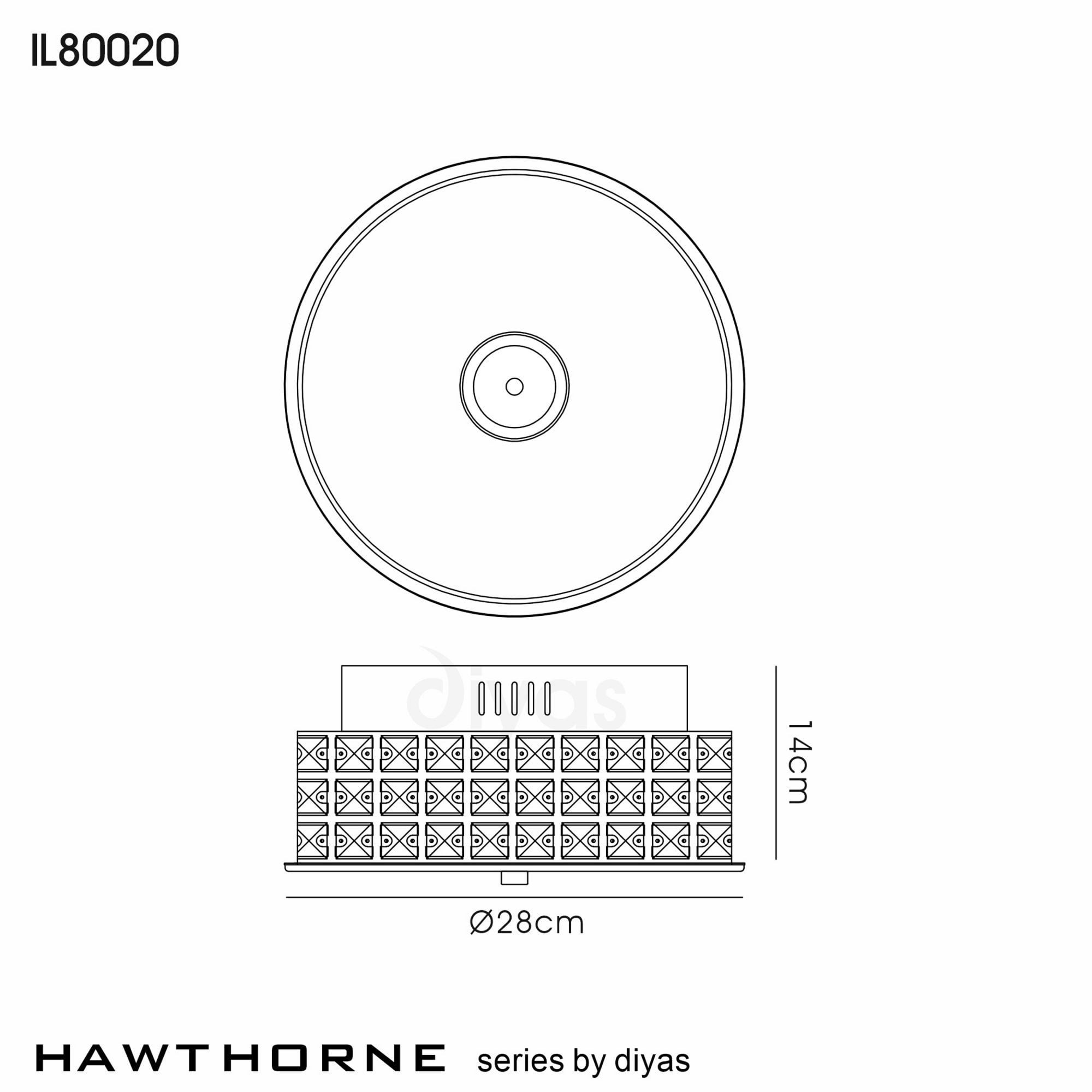 Diyas IL80020 Hawthorne Round Ceiling 18W 1050lm LED 4000K Polished Chrome/Crystal