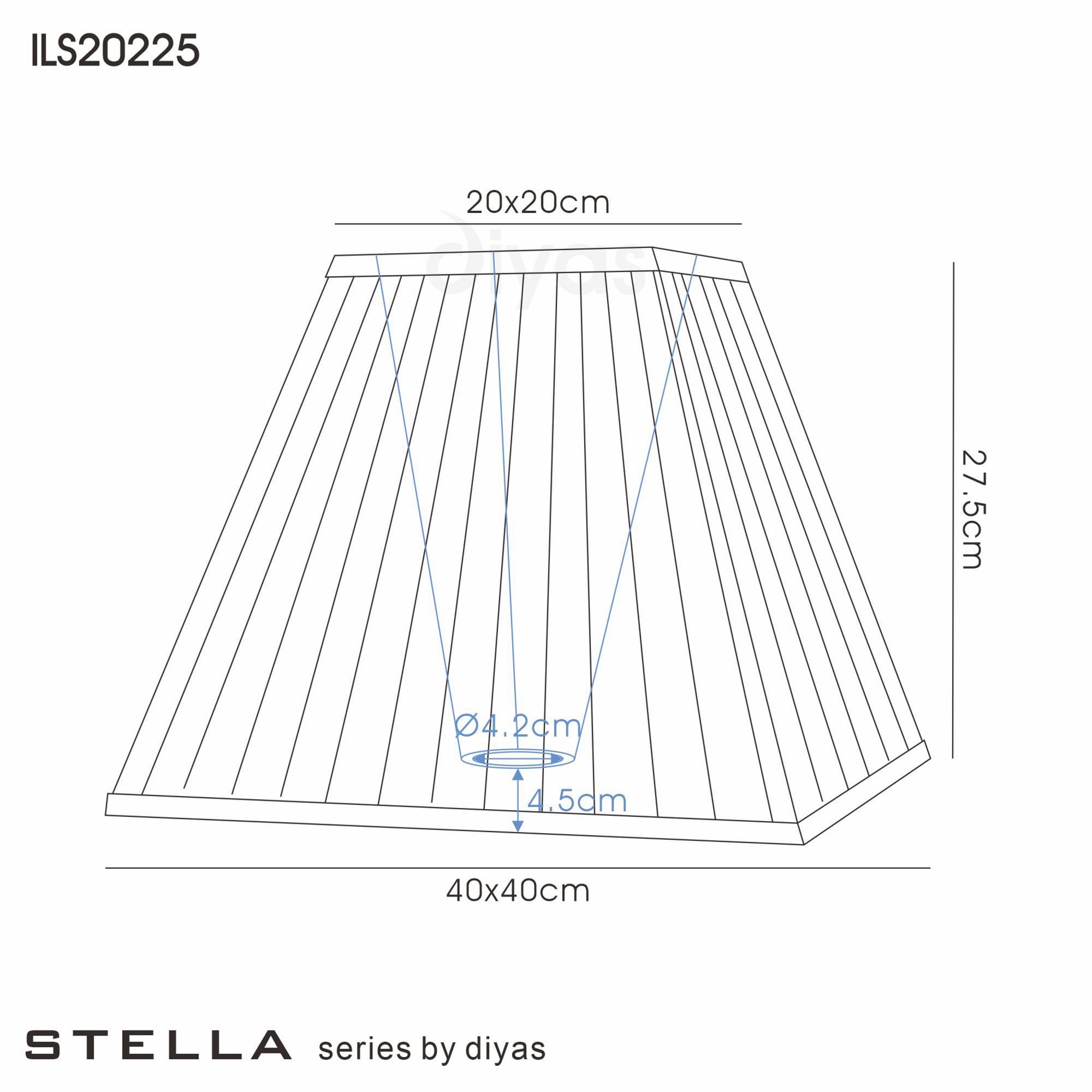 Diyas ILS20225 Leela Square Pleated Fabric Shade - Black 20/40cm - Shade Only