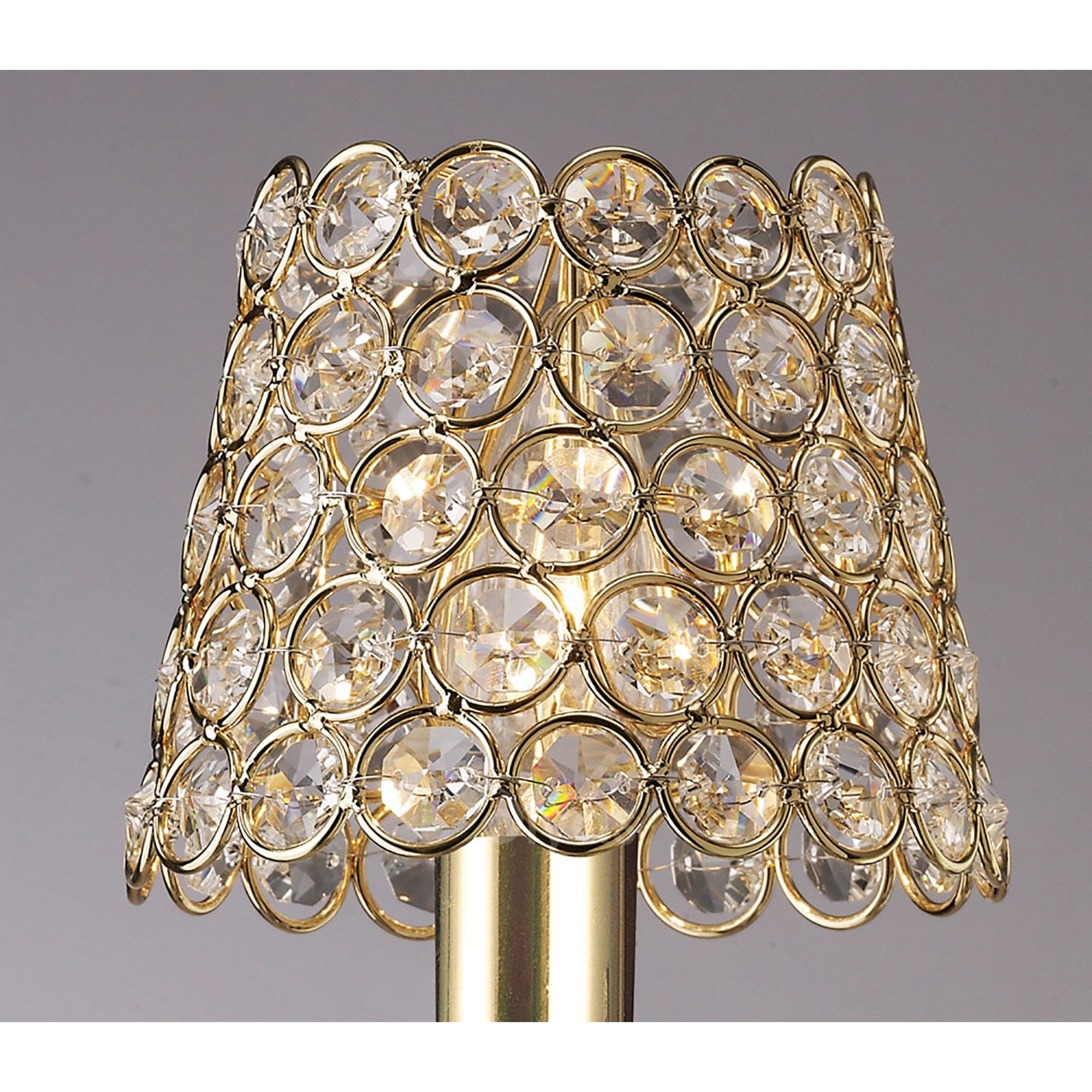 Diyas ILS10702 Clip On Crystal Ring Shade - French Gold - 8.5/12cm - Shade Only