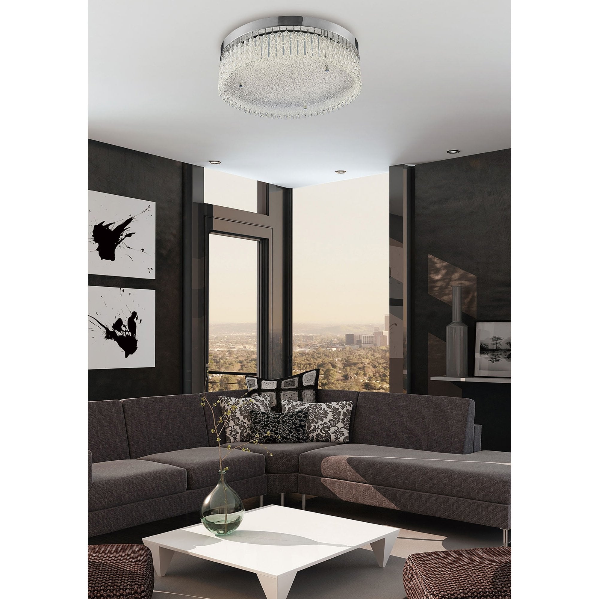 Diyas IL80055 Aiden Large Round Ceiling 21W 1900lm LED 4200K Polished Chrome/Crystal