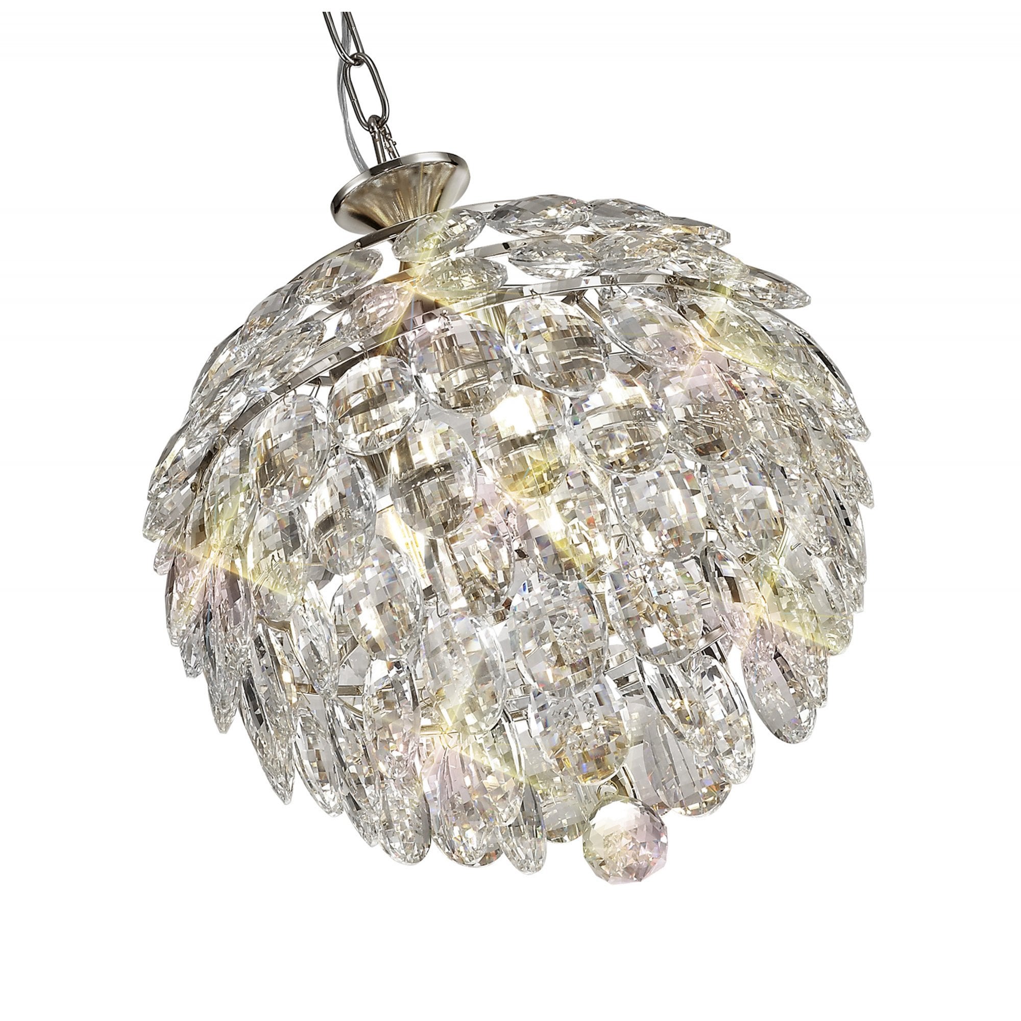 Diyas Coniston Pendant 3 Light E14 - Polished Chrome/Crystal