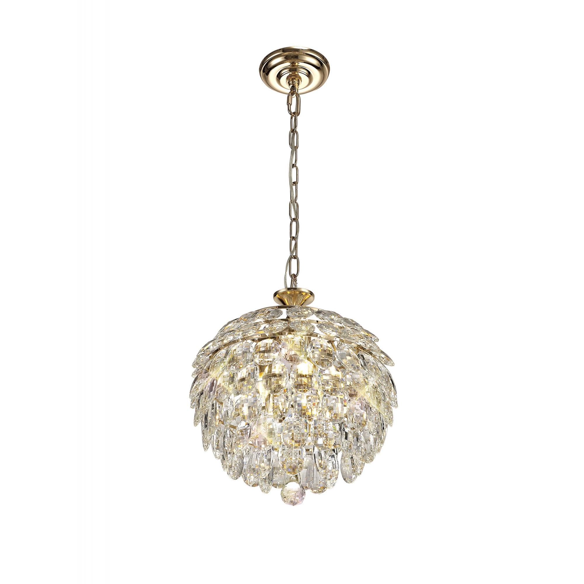 Diyas Coniston Pendant 3 Light E14 - French Gold/Crystal