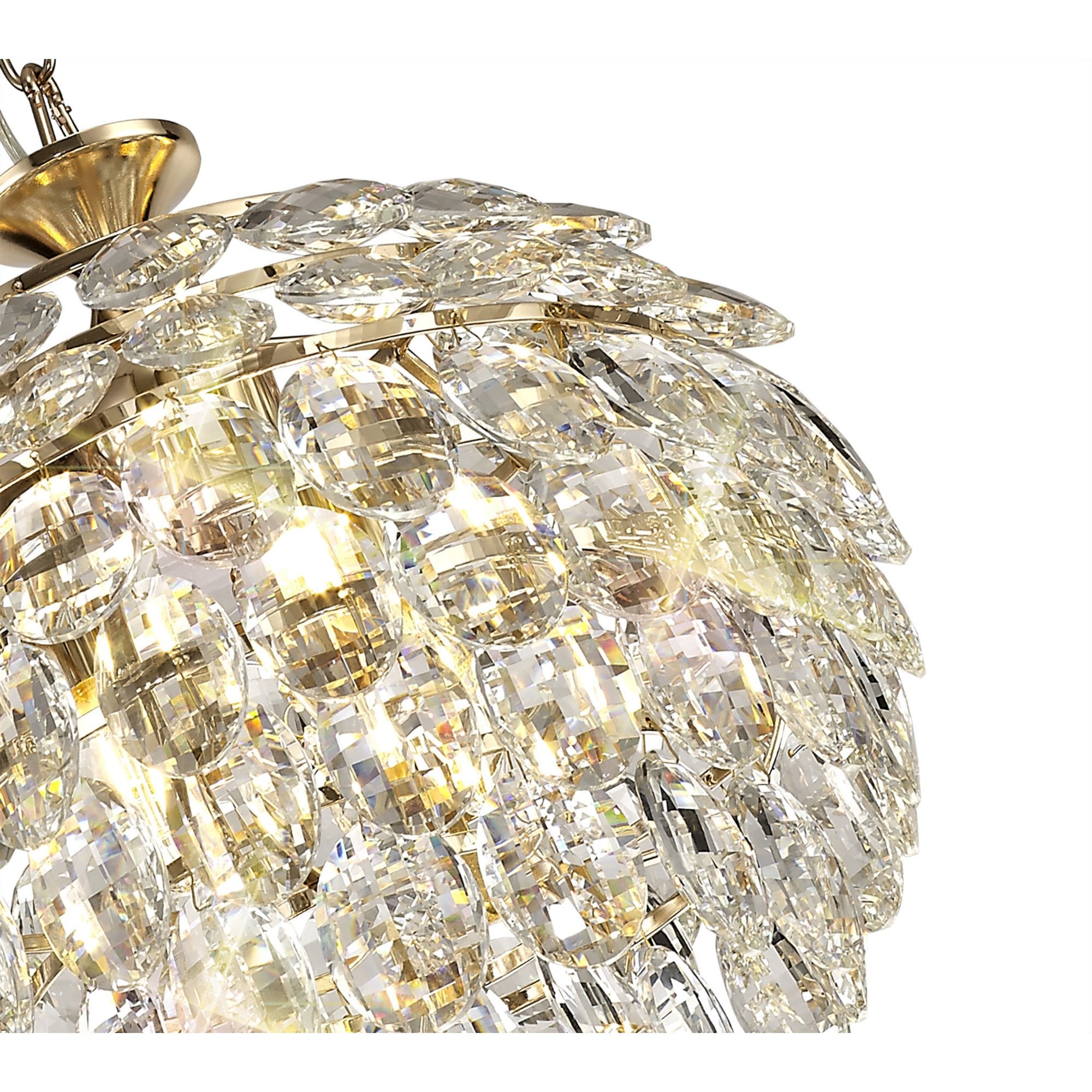 Diyas Coniston Pendant 3 Light E14 - French Gold/Crystal