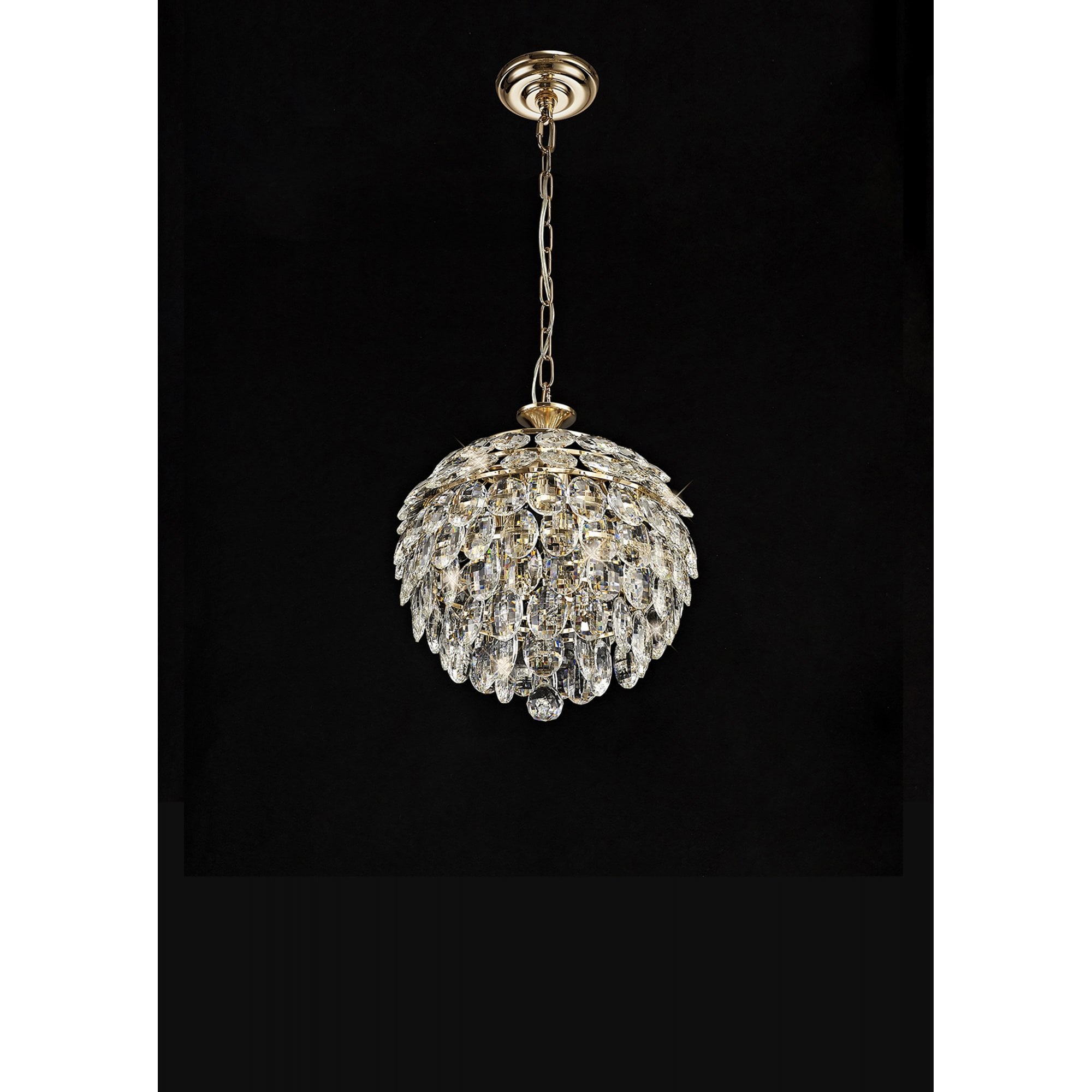 Diyas Coniston Pendant 3 Light E14 - French Gold/Crystal