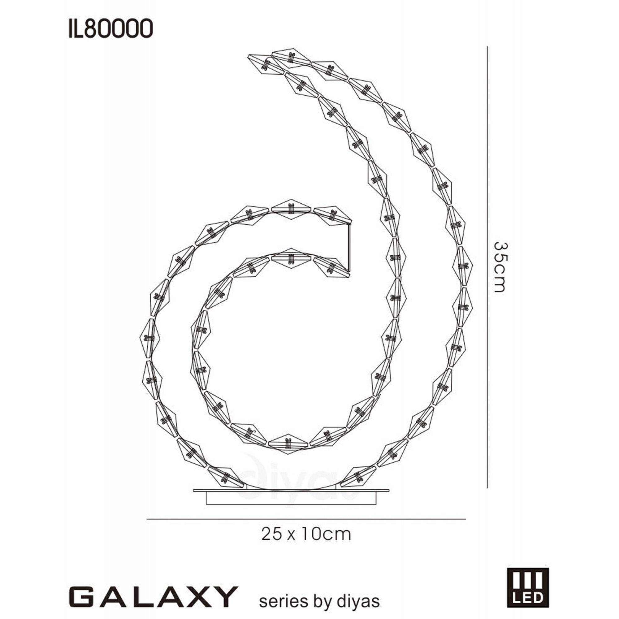 Diyas IL80000 Galaxy Table Lamp D Shape Light 18 X 0.5W LED Polished Chrome/Crystal 6000K
