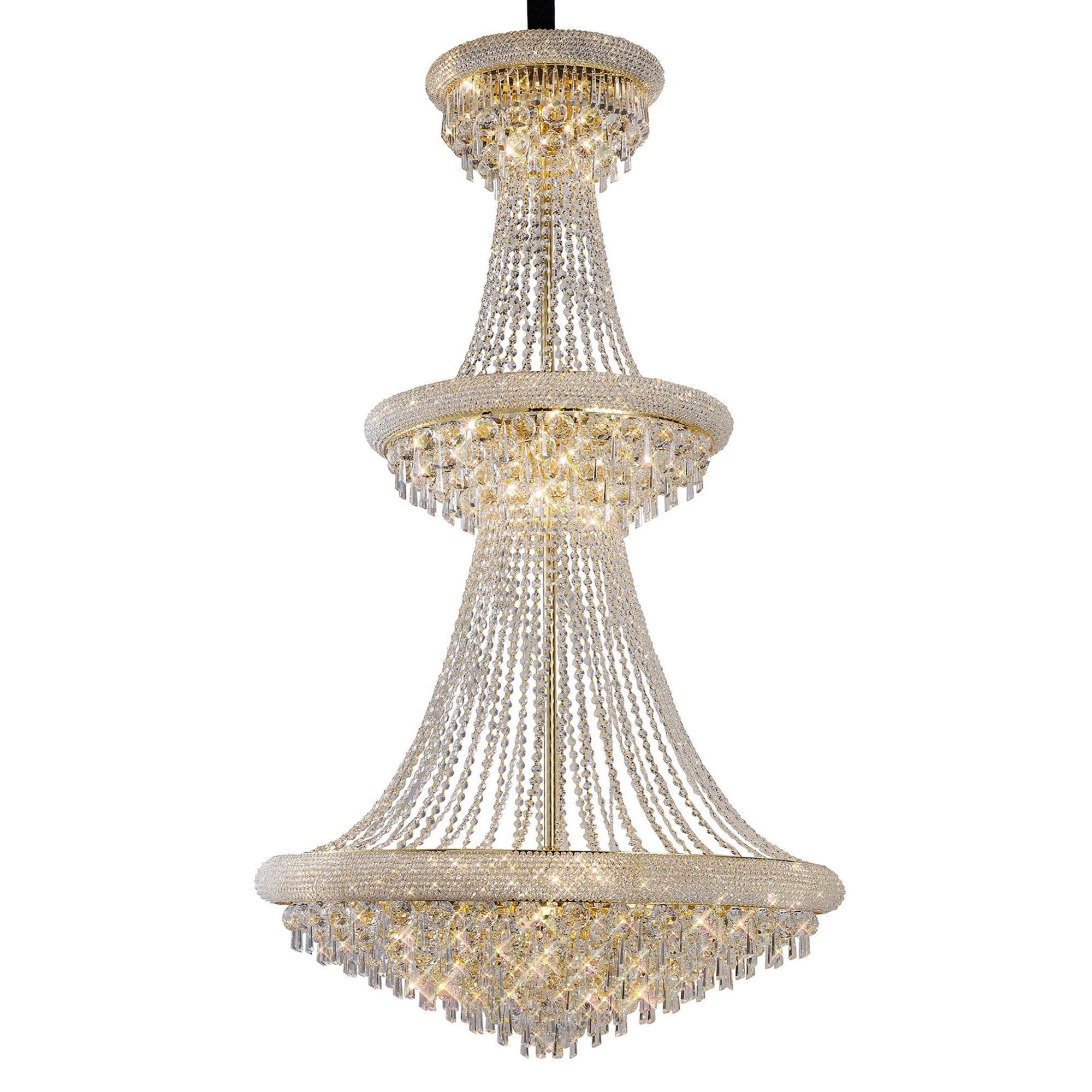 Diyas Alexandra 3 Tier 29 Light Pendant - French Gold & Crystal
