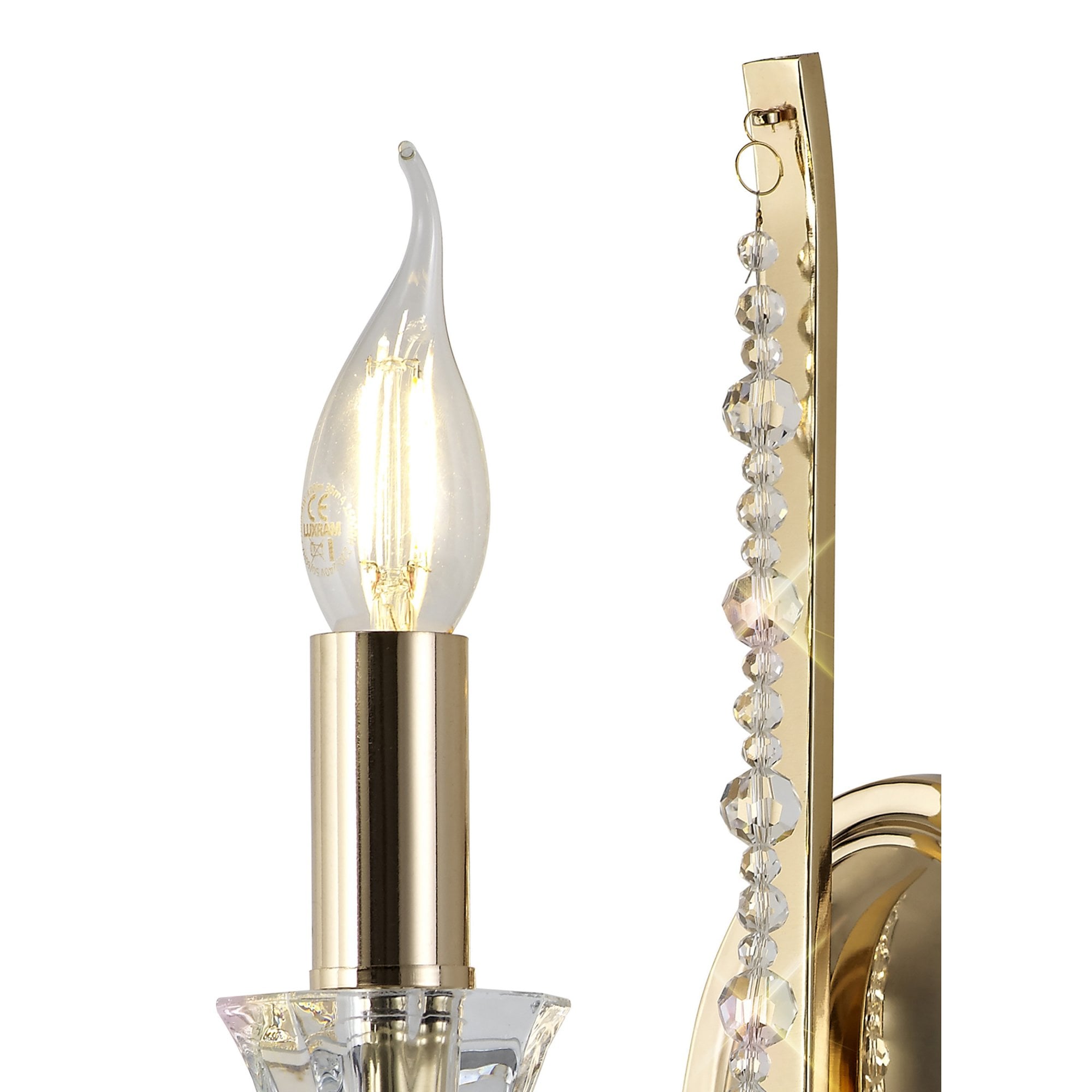 Diyas Armand Wall Lamp Single Light E14 - French Gold/Crystal