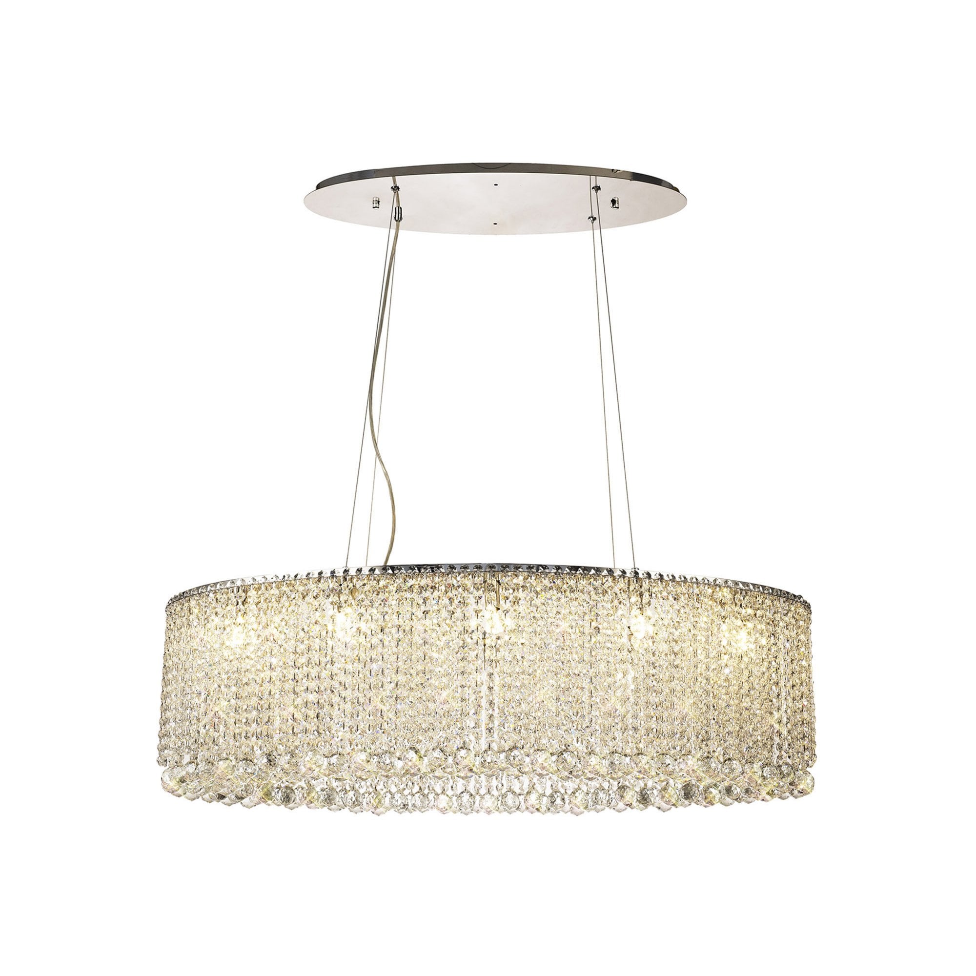 Diyas Empire 100x50cm Oval Pendant Chandelier - Polished Chrome/Crystal