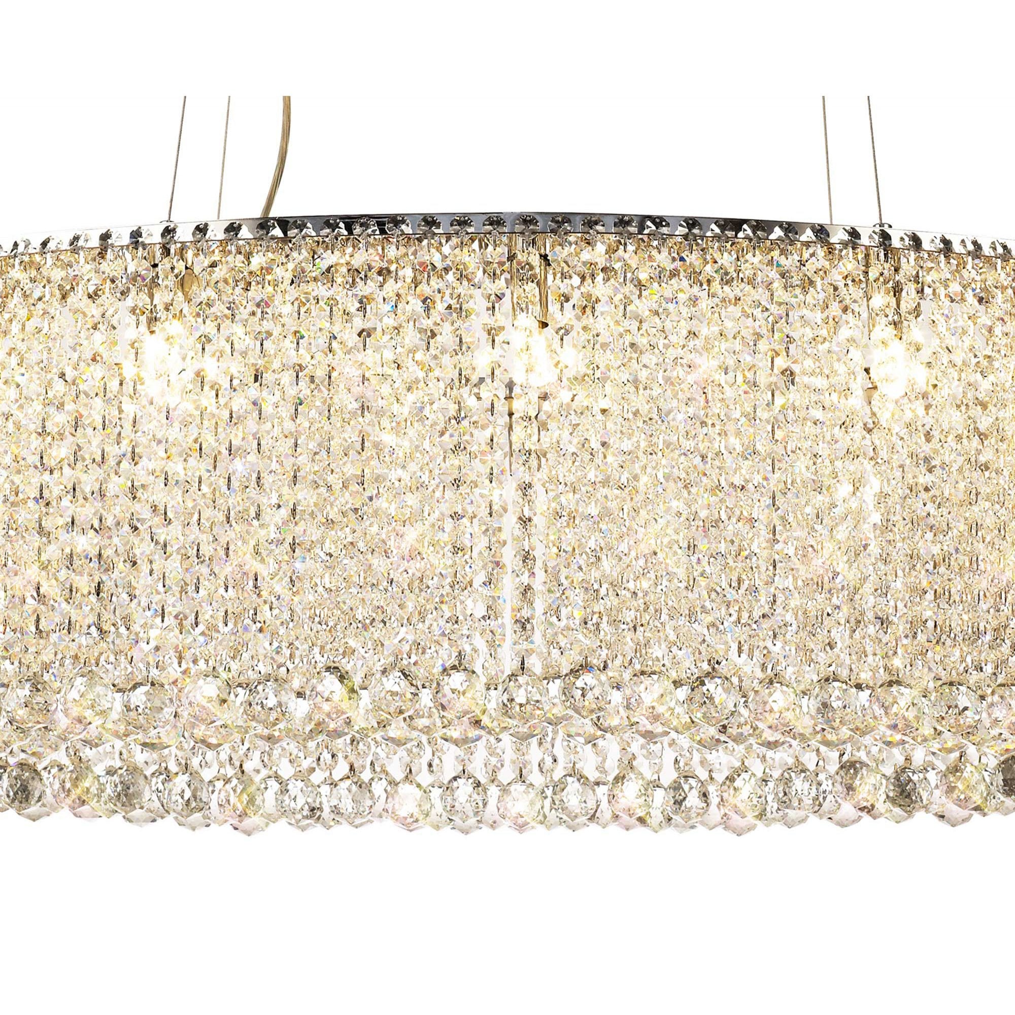 Diyas Empire 100x50cm Oval Pendant Chandelier - Polished Chrome/Crystal