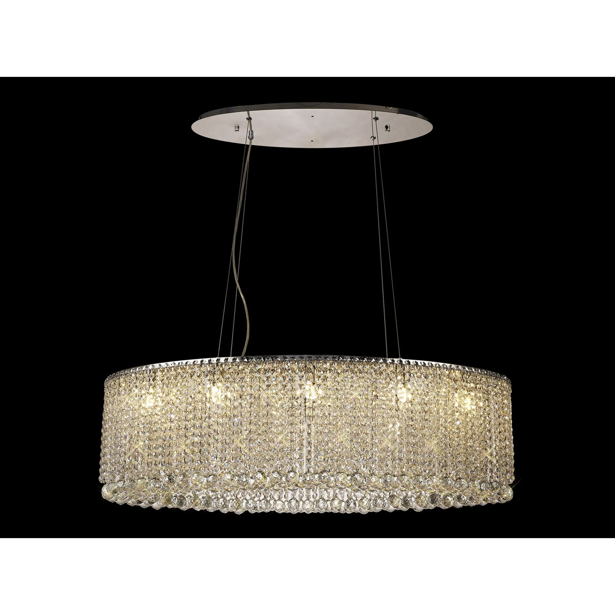 Diyas Empire 100x50cm Oval Pendant Chandelier - Polished Chrome/Crystal
