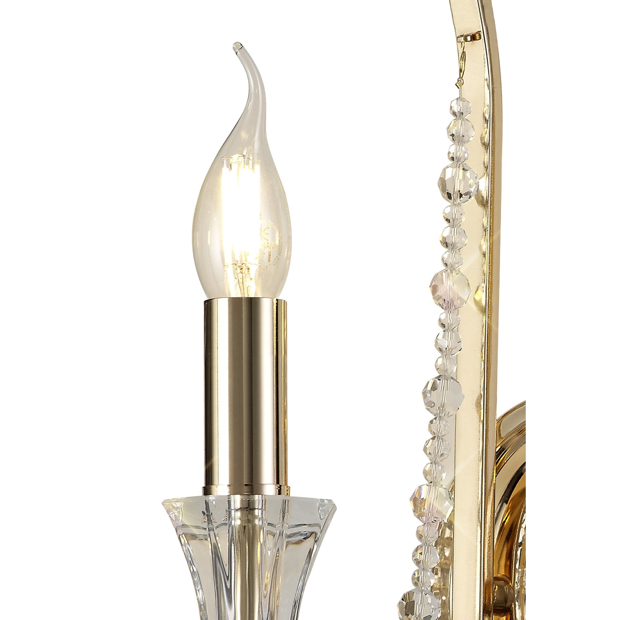 Diyas Armand Wall Lamp 2 Light E14 - French Gold/Crystal
