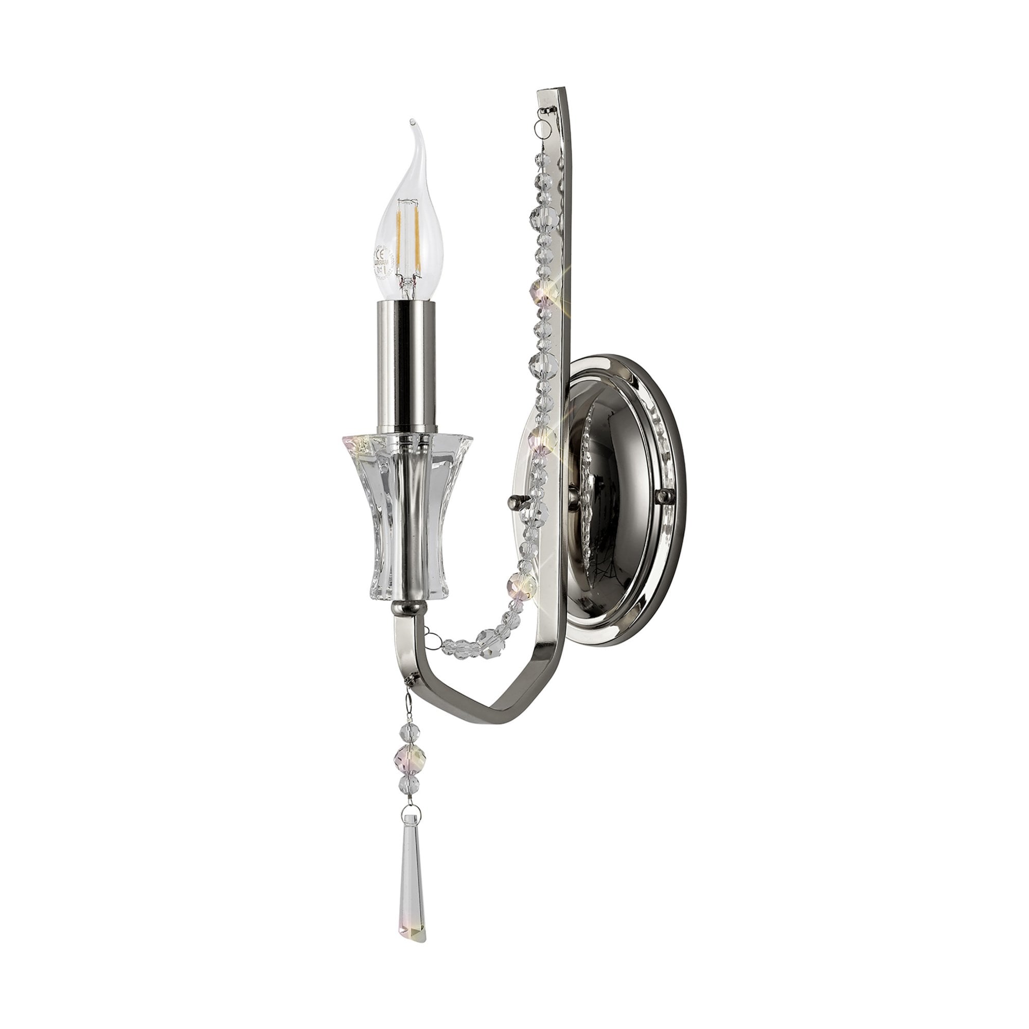 Diyas Armand Wall Lamp Single Light E14  - Polished Chrome/Crystal
