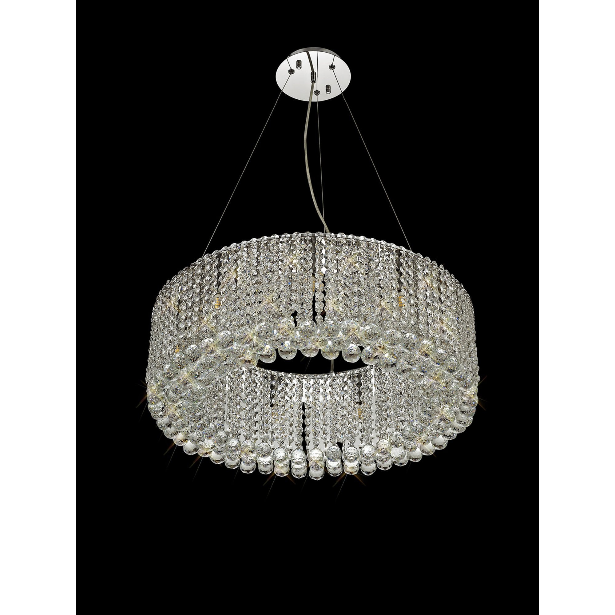 Diyas Empire 60cm Round Pendant Chandelier - Polished Chrome/Crystal