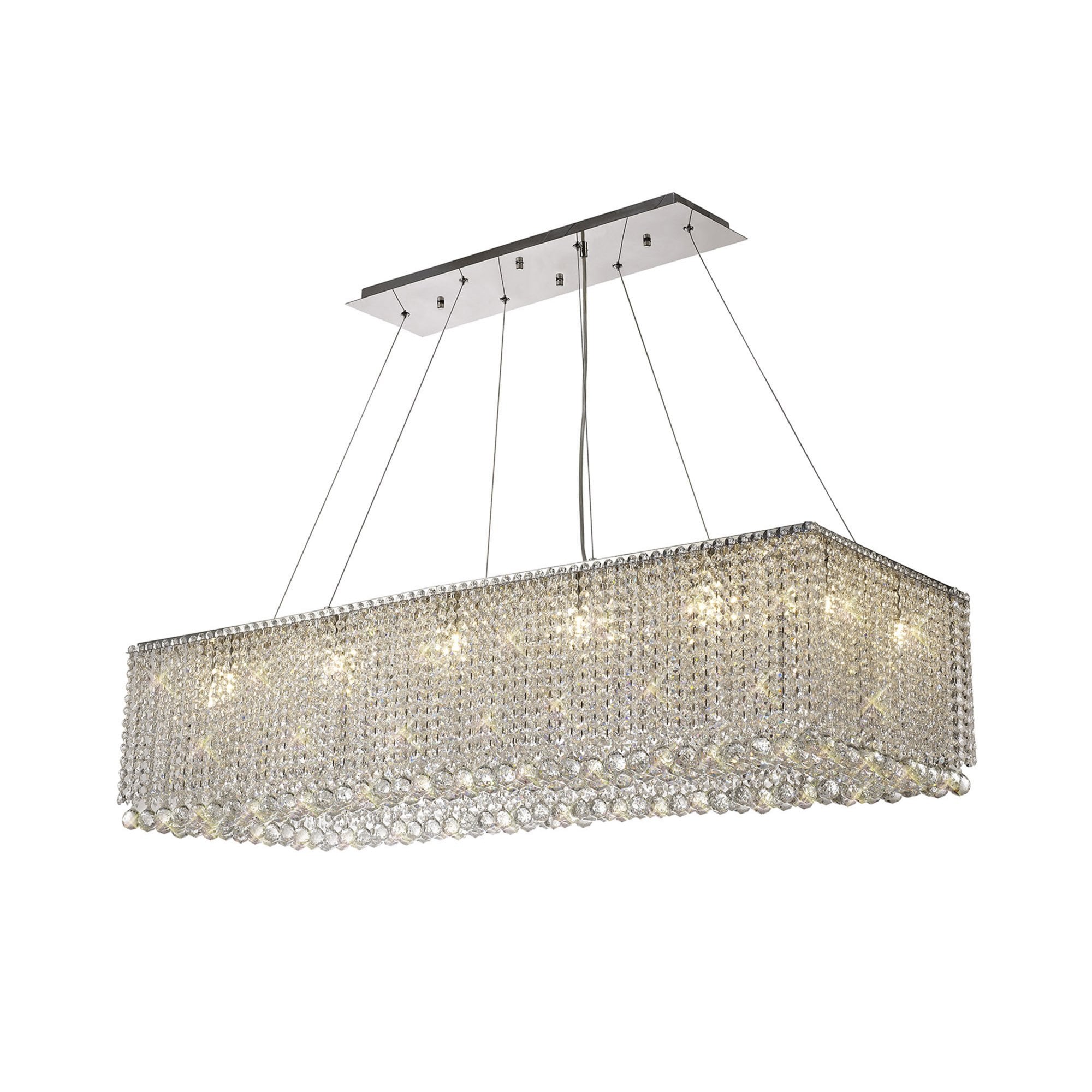 Diyas Empire 122x51cm Rectangular Pendant Chandelier - Polished Chrome/Crystal