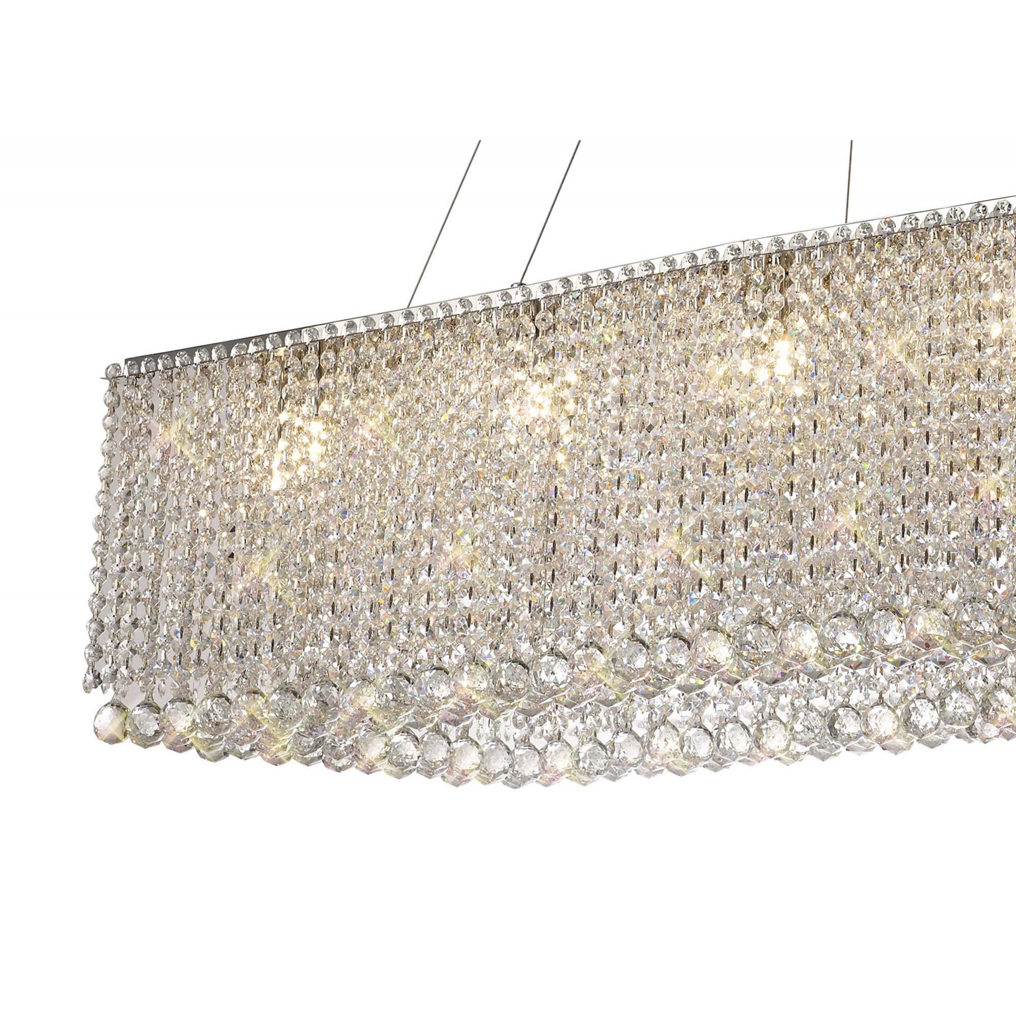 Diyas Empire 122x51cm Rectangular Pendant Chandelier - Polished Chrome/Crystal