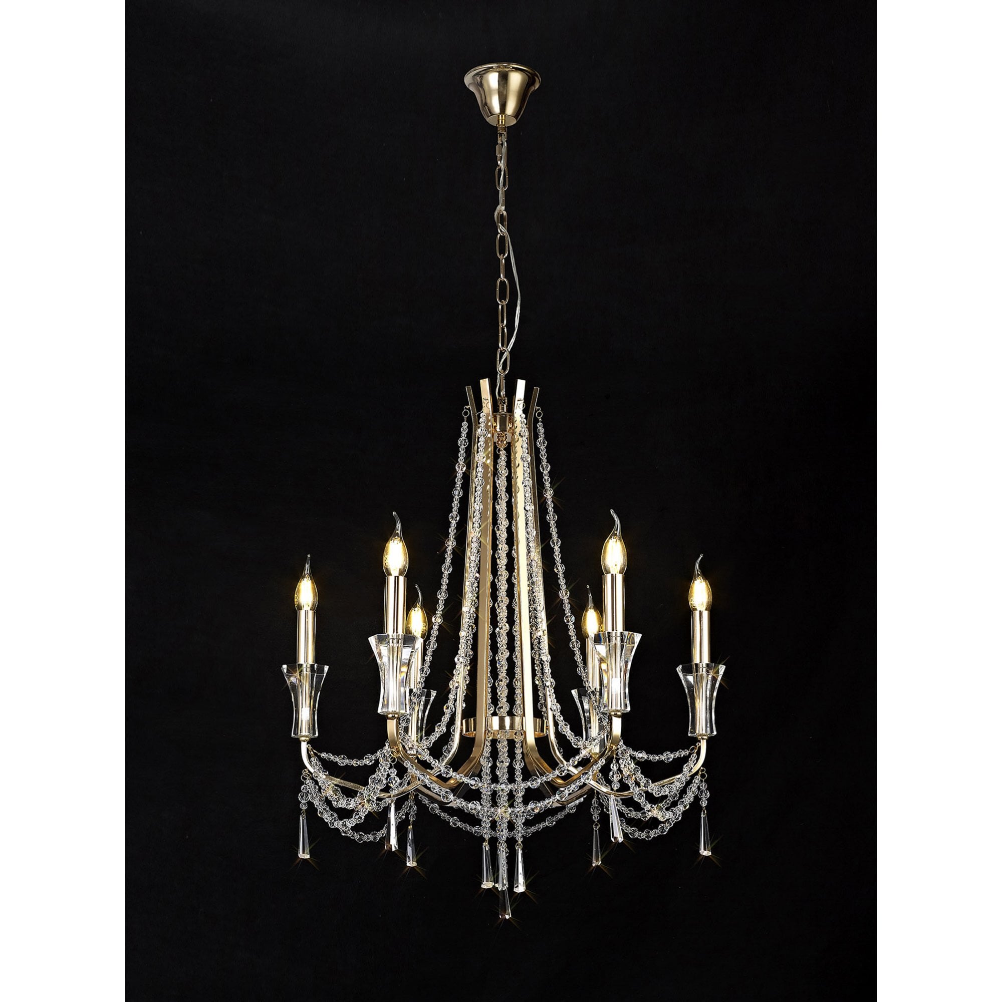 Diyas Armand Pendant 6 Light E14 - French Gold/Crystal
