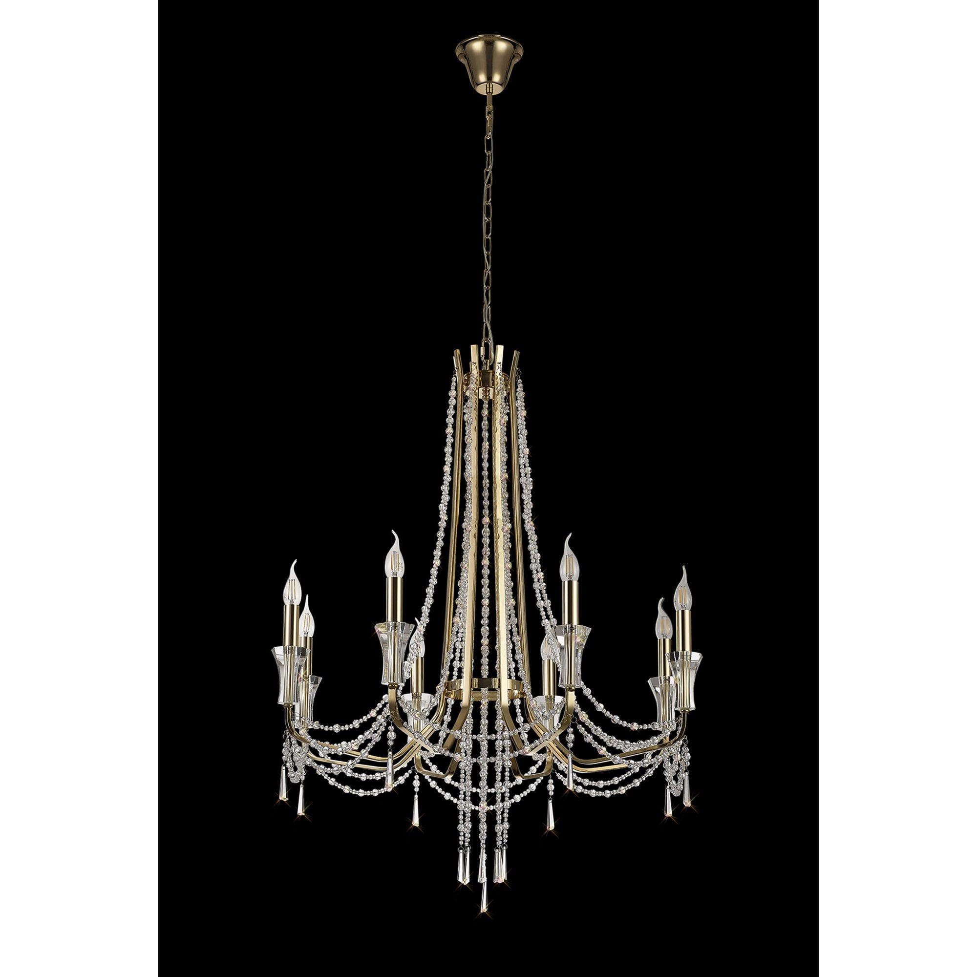 Diyas Armand Pendant 8 Light E14 - French Gold/Crystal